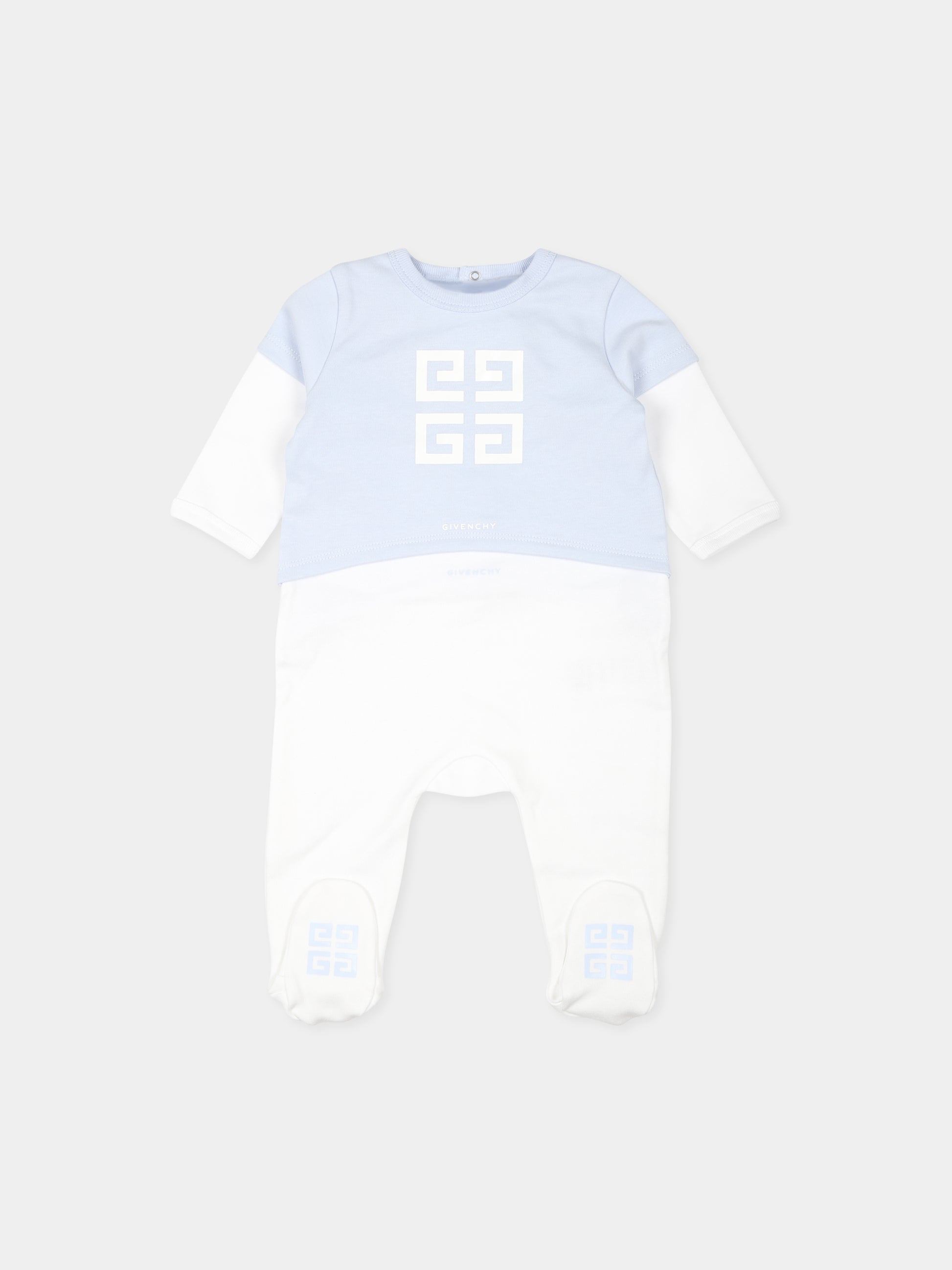 Set tutina celeste per neonato con iconico motivo 4G,Givenchy Kids,H30513 771