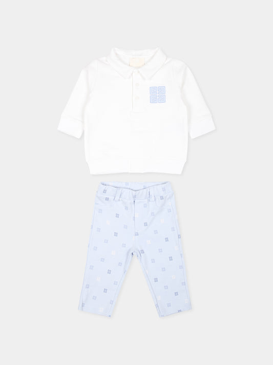 Completo celeste per neonato con iconico motivo 4G,Givenchy Kids,H30512 771