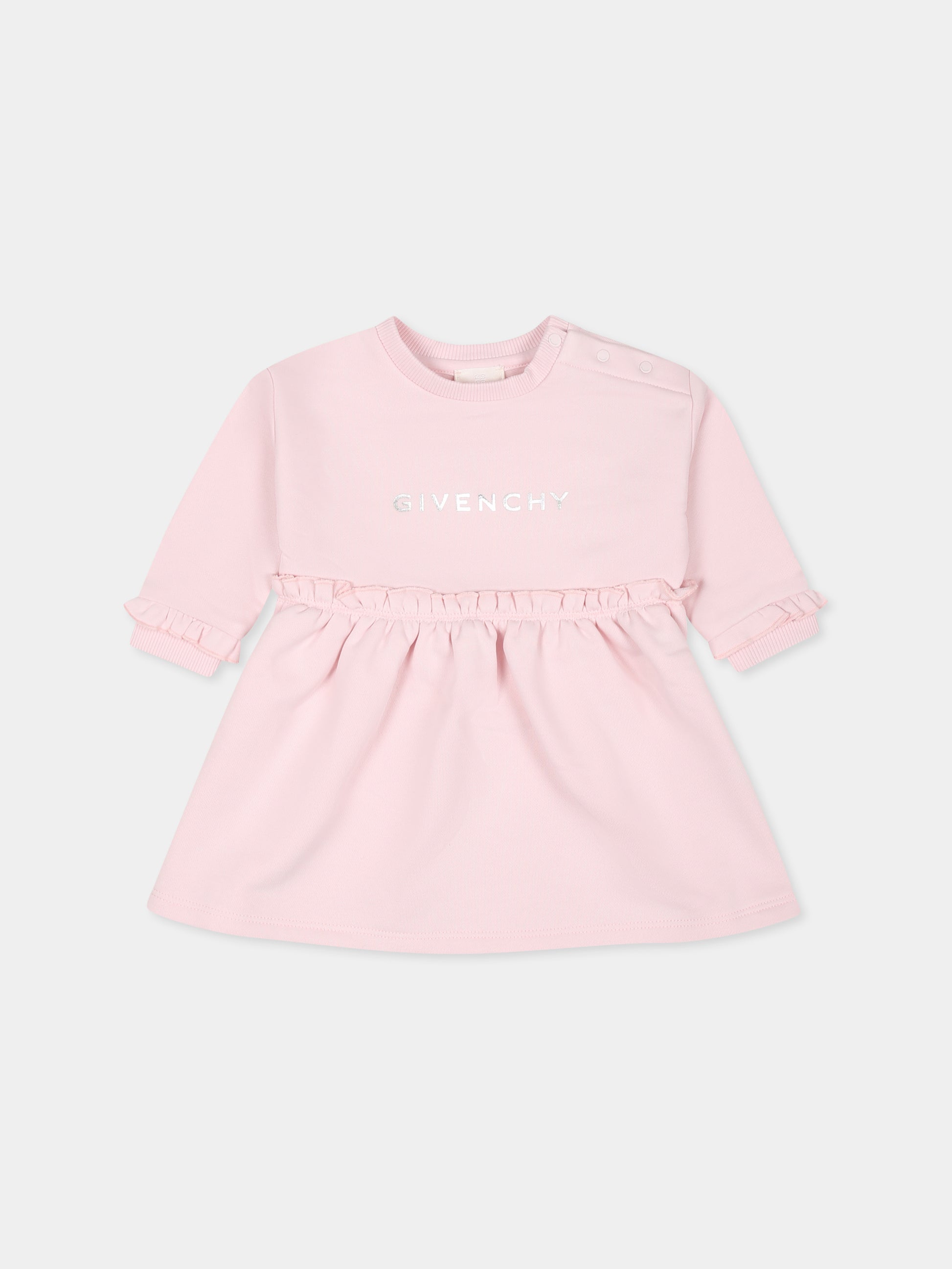 Vestito rosa per bambina con logo e iconico motivo 4G,Givenchy Kids,H30481 44Z