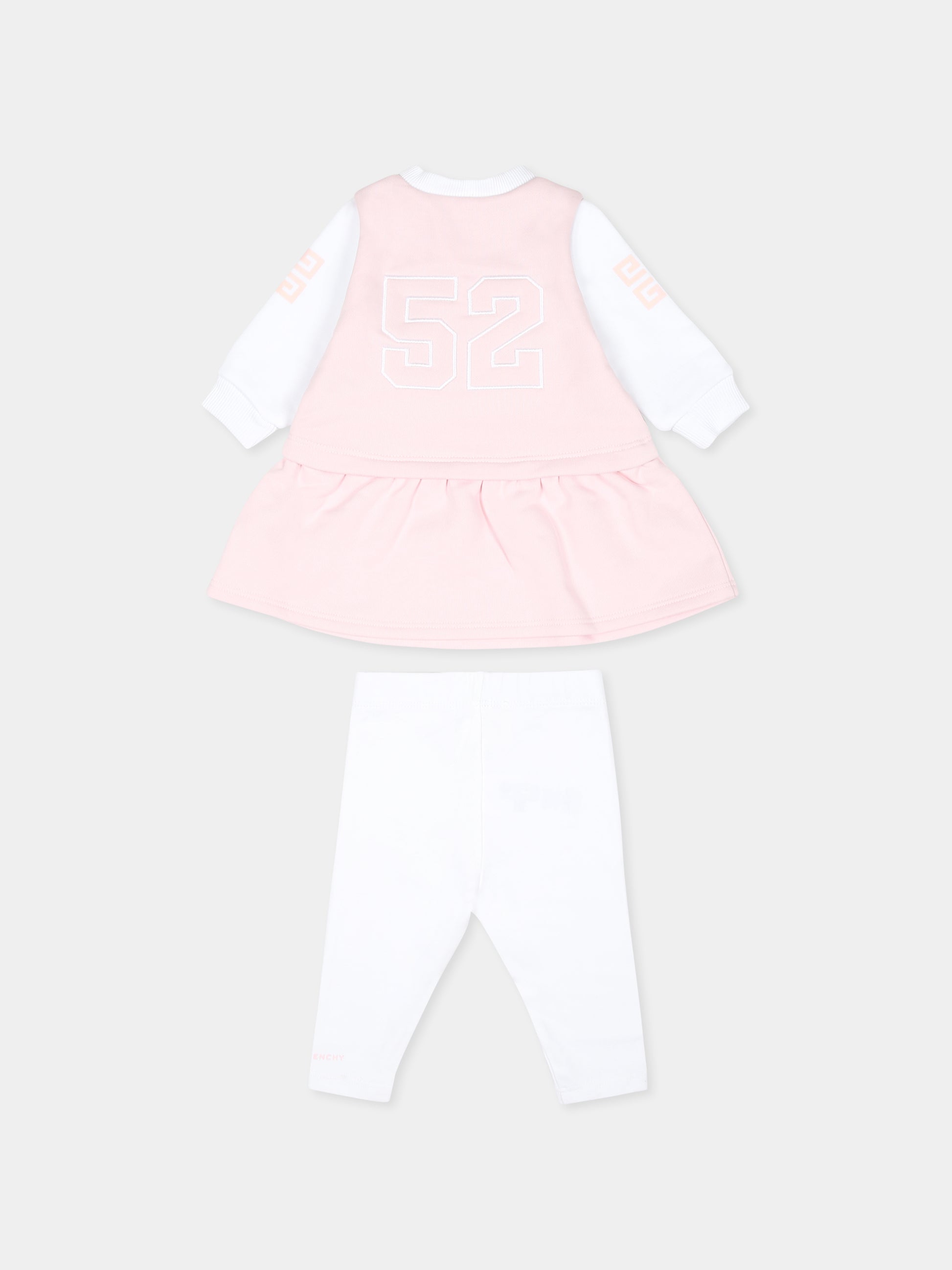 Completo rosa per neonata con logo e strass,Givenchy Kids,H30505 44Z