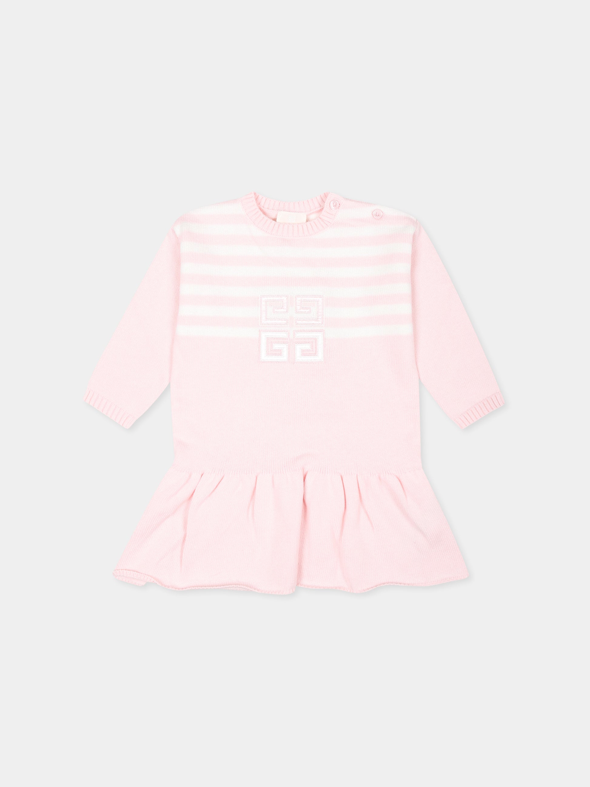 Vestito rosa per neonata con iconico motivo 4G,Givenchy Kids,H30486 44Z