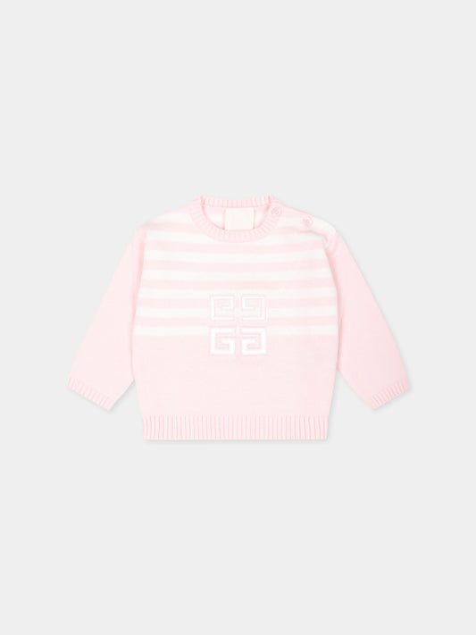 Maglione rosa per neonata con iconico motivo 4G,Givenchy Kids,H30493 44Z