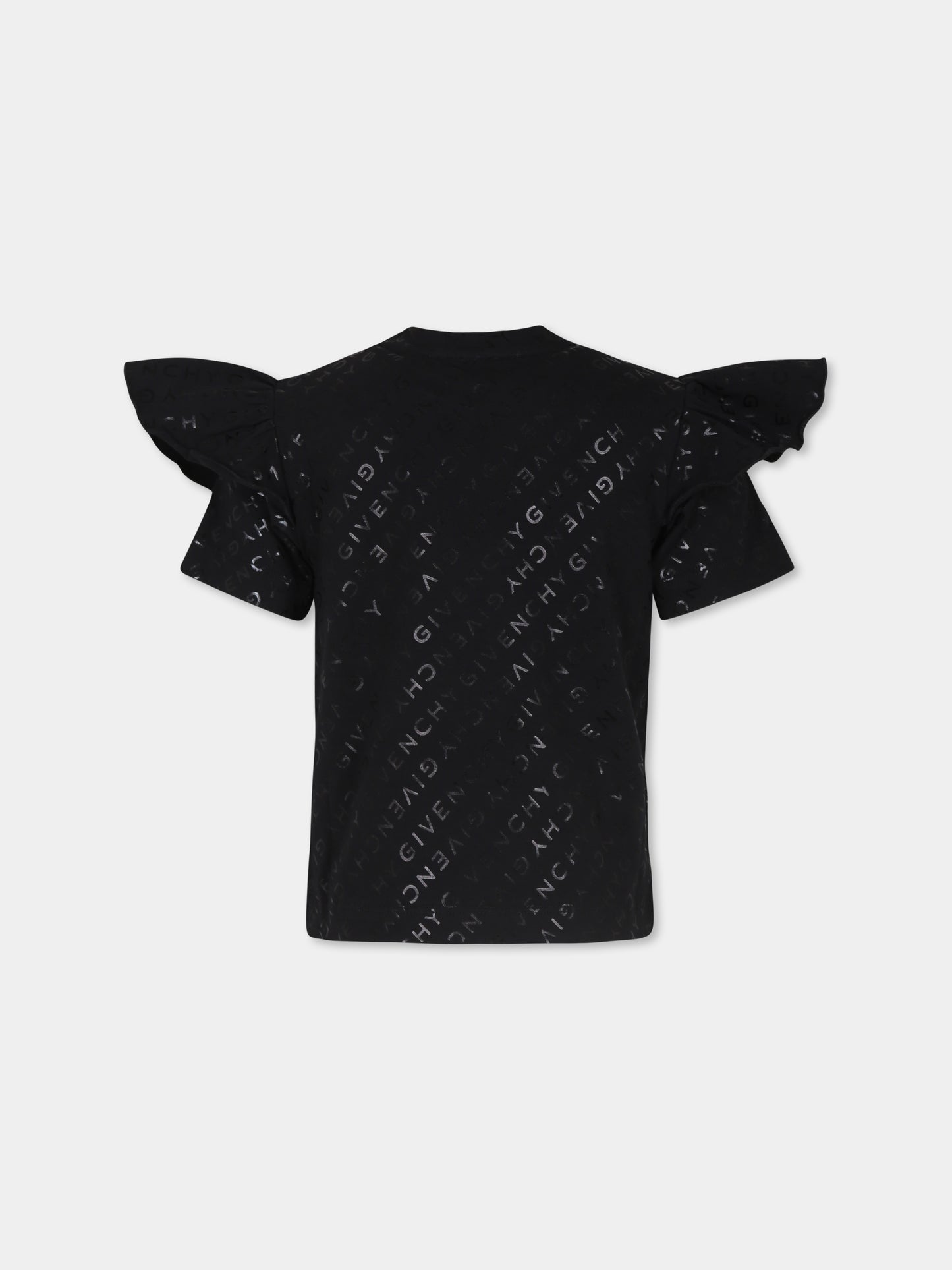 T-shirt nera per bambina con logo,Givenchy Kids,H30428 09B