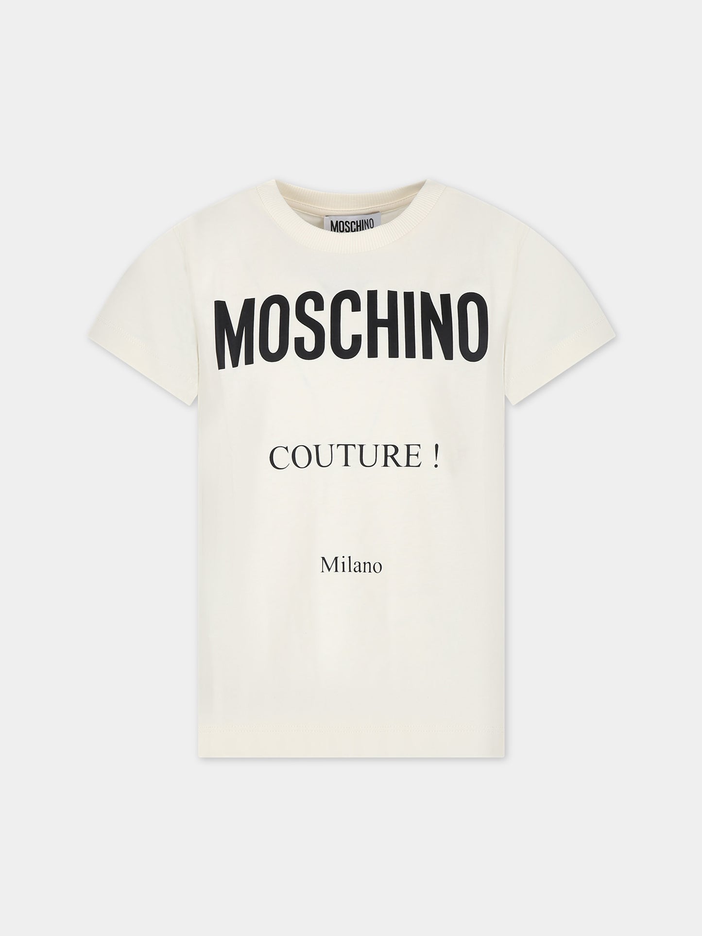 T-shirt avorio per bambini con logo,Moschino Kids,H5M03U LAA10 20059