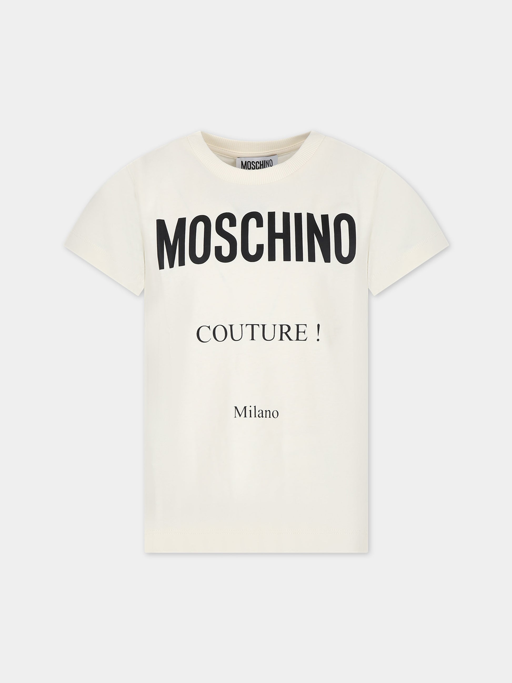 T-shirt avorio per bambini con logo,Moschino Kids,H5M03U LAA10 20059