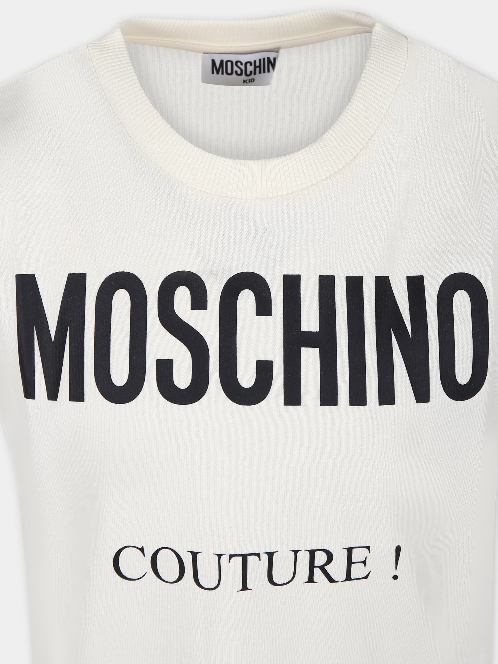 T-shirt avorio per bambini con logo,Moschino Kids,H5M03U LAA10 20059
