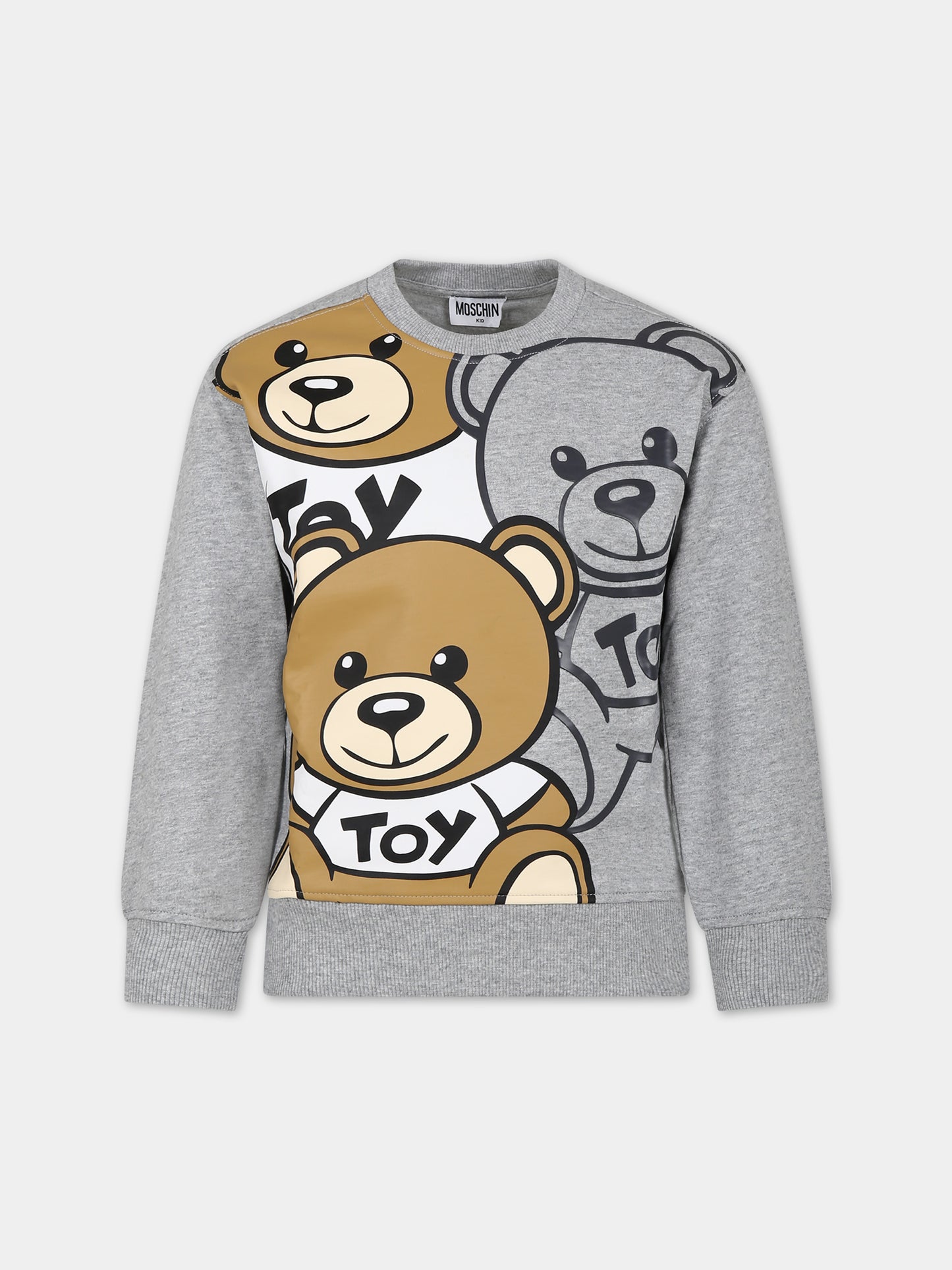 Felpa grigia per bambino con Teddy Bears e logo,Moschino Kids,HNF07H LCA58 60901