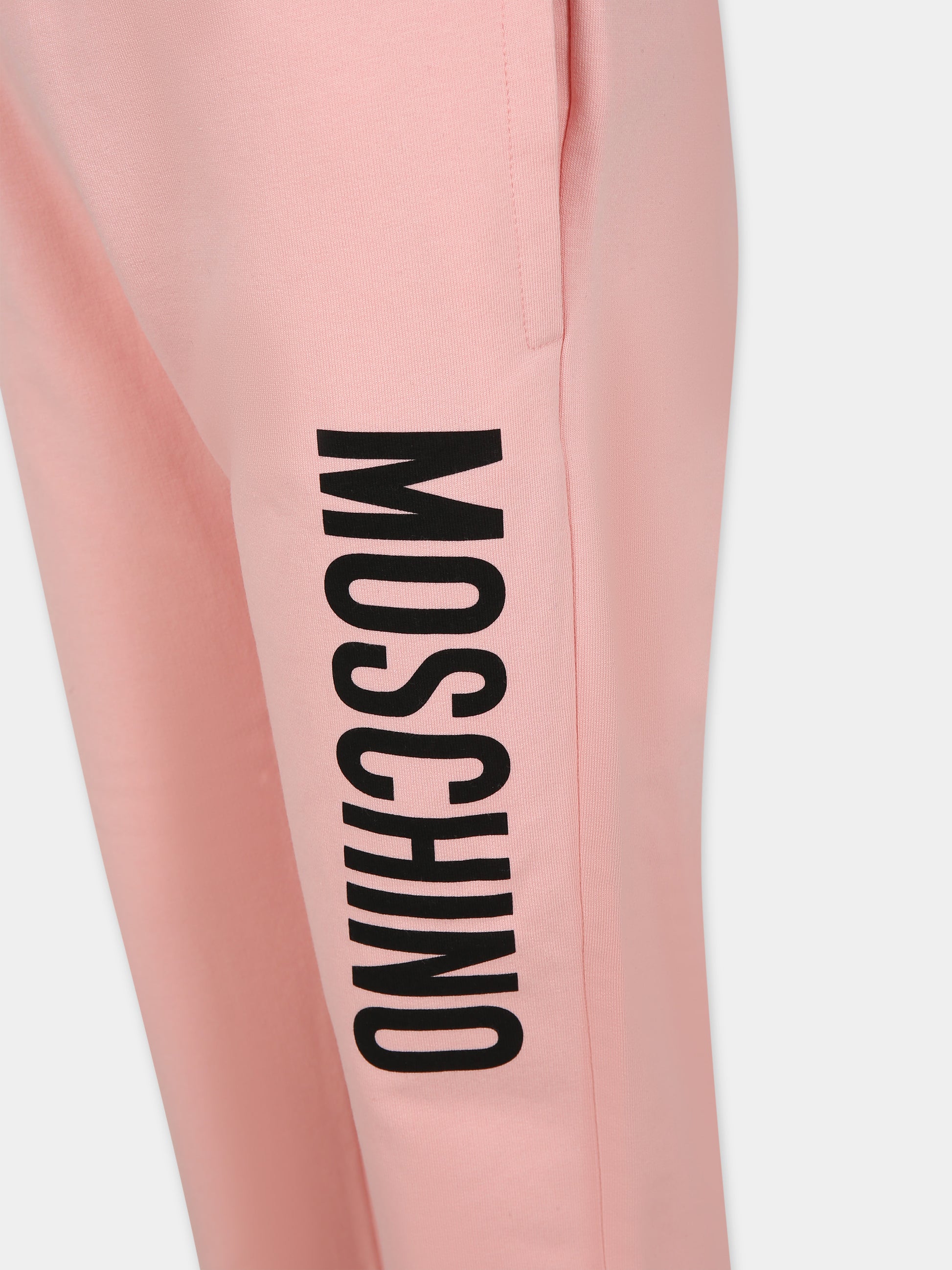 Pantaloni rosa per bambina con logo,Moschino Kids,HOP057 LDA26 50209