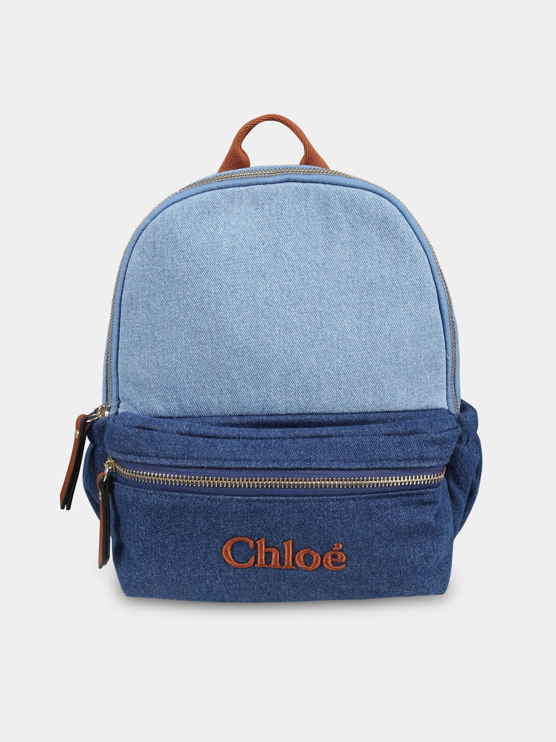 Zaino blu per bambina con logo,Chloé Kids,C20280 Z10