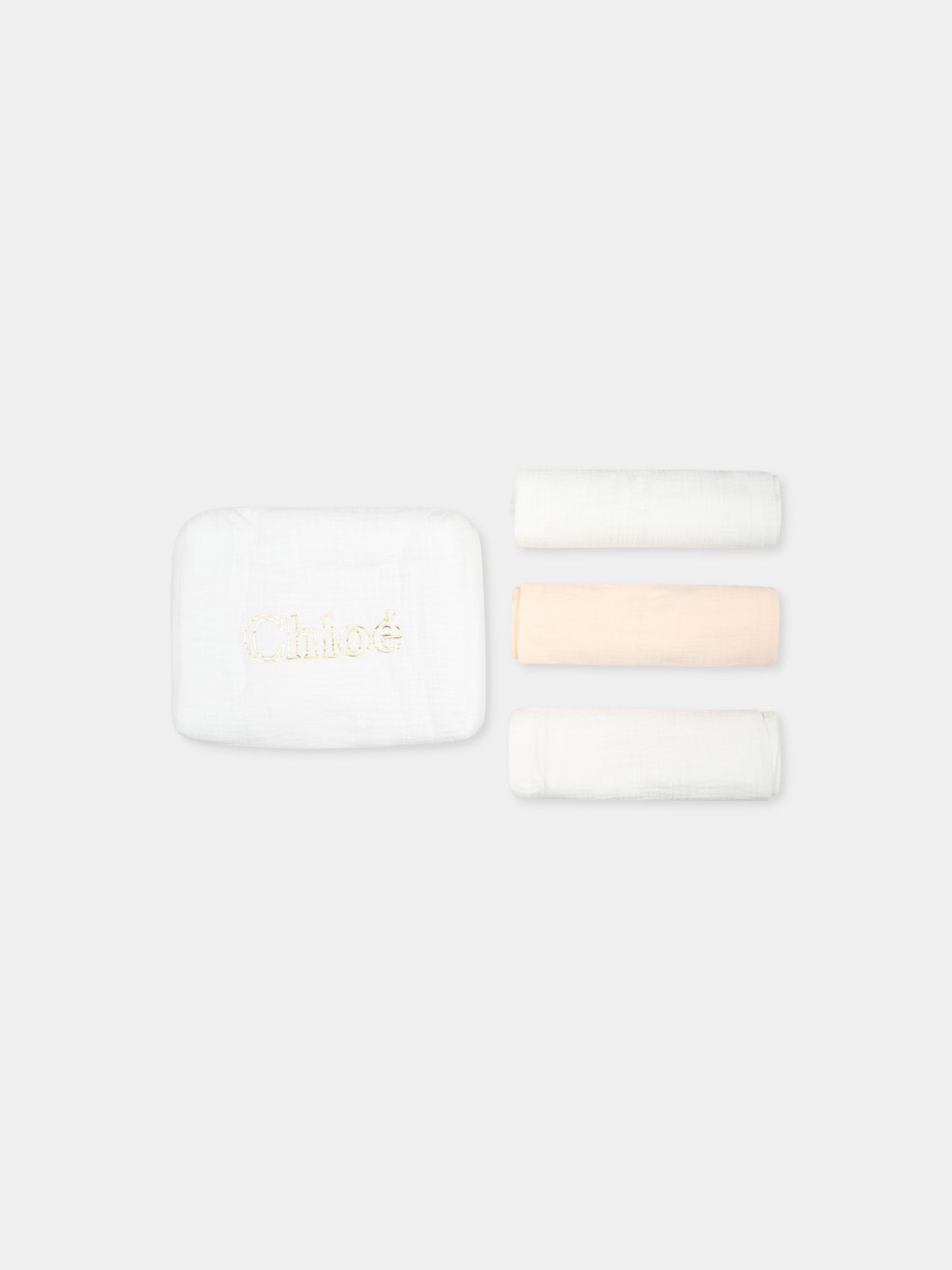 Set coperte per neonata con logo e fiore,Chloé Kids,C20373 Z41