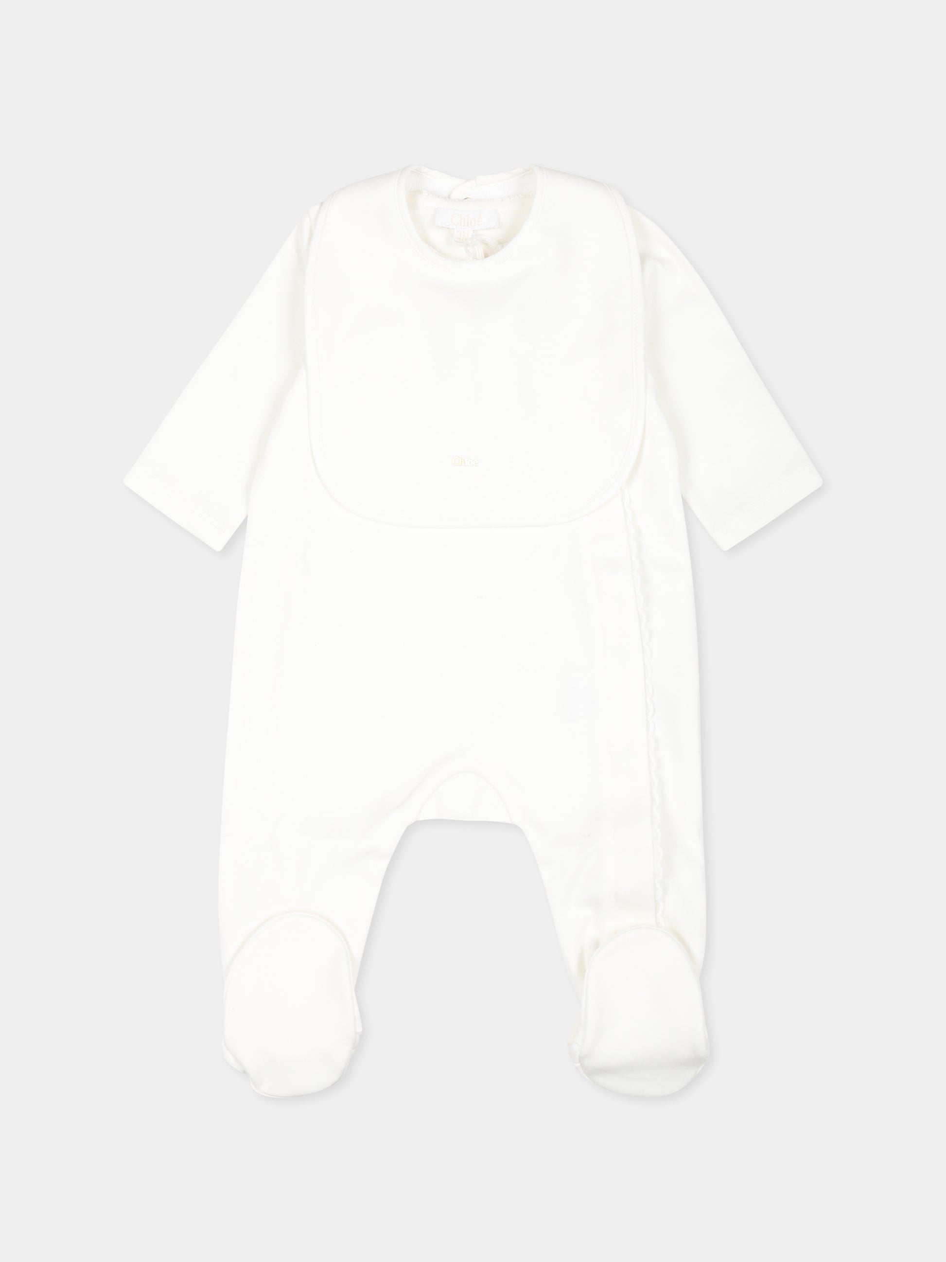 Set tutina avorio per neonata con logo,Chloé Kids,C20325 117