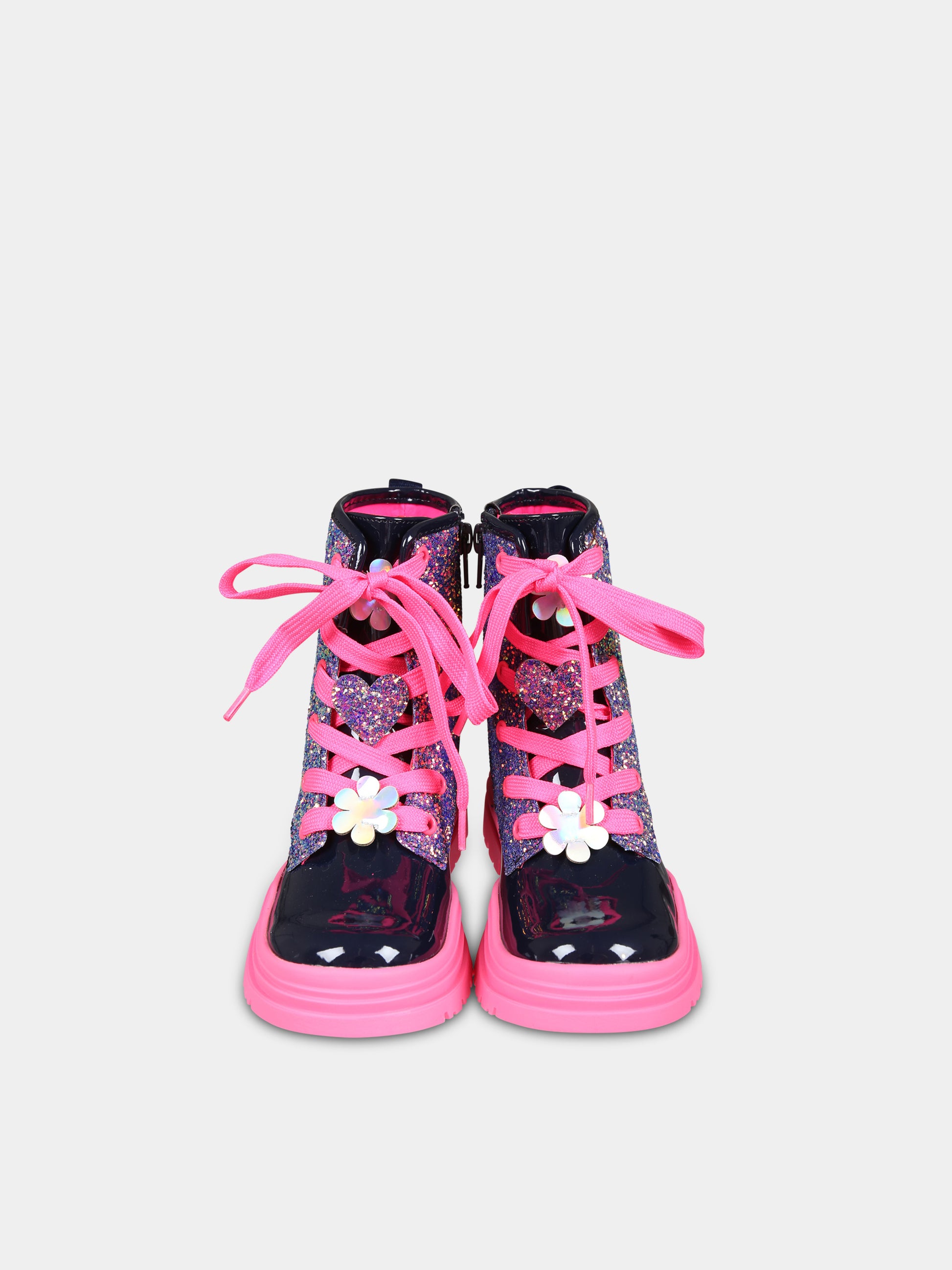 Anfibi blu per bambina con cuori e stelle,Billieblush,U20657 85T