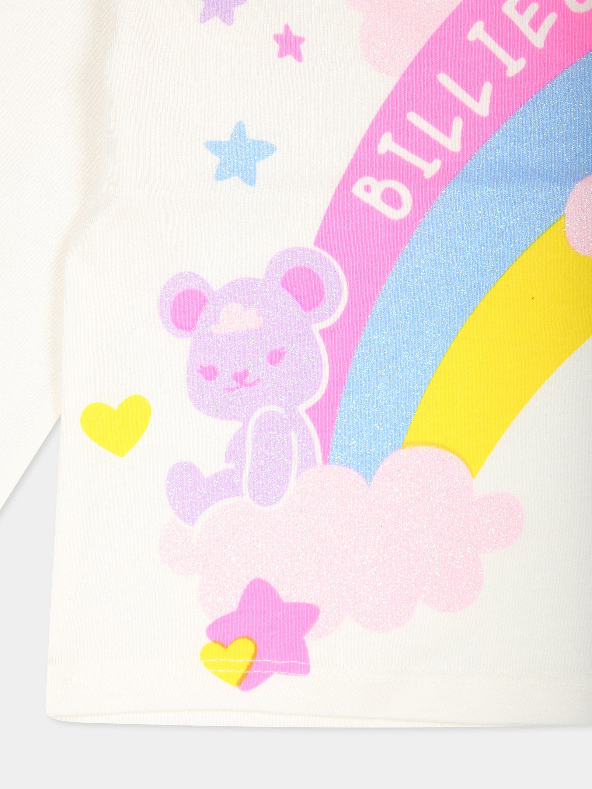 T-shirt avorio per neonata con arcobaleno,Billieblush,U20404 121