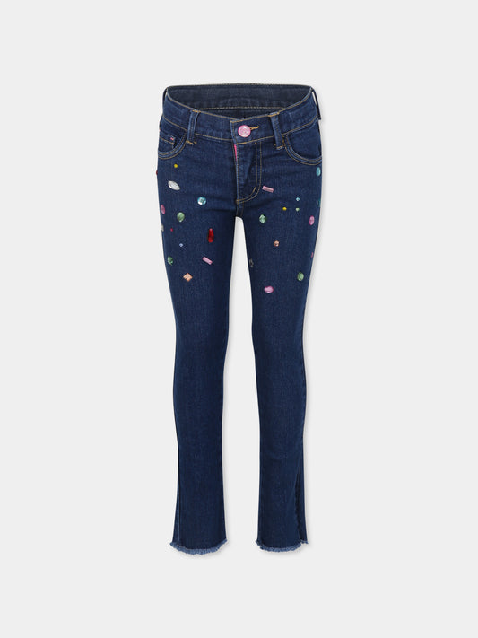 Jeans blu per bambina con pietre,Billieblush,U20452 Z10