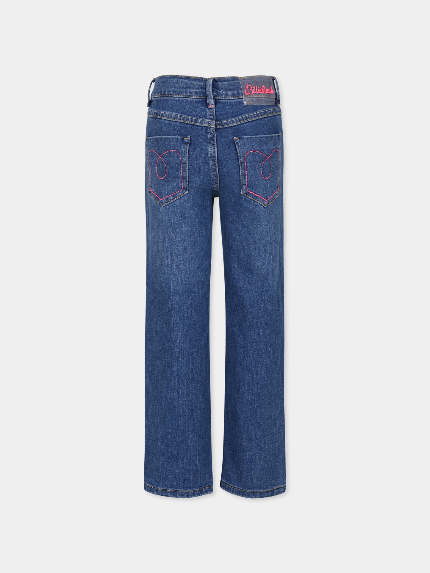 Jeans blu per bambina con cuori,Billieblush,U20449 Z10