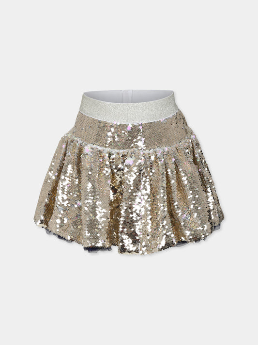 Gonna oro per bambina con paillettes,Billieblush,U20641 Z98