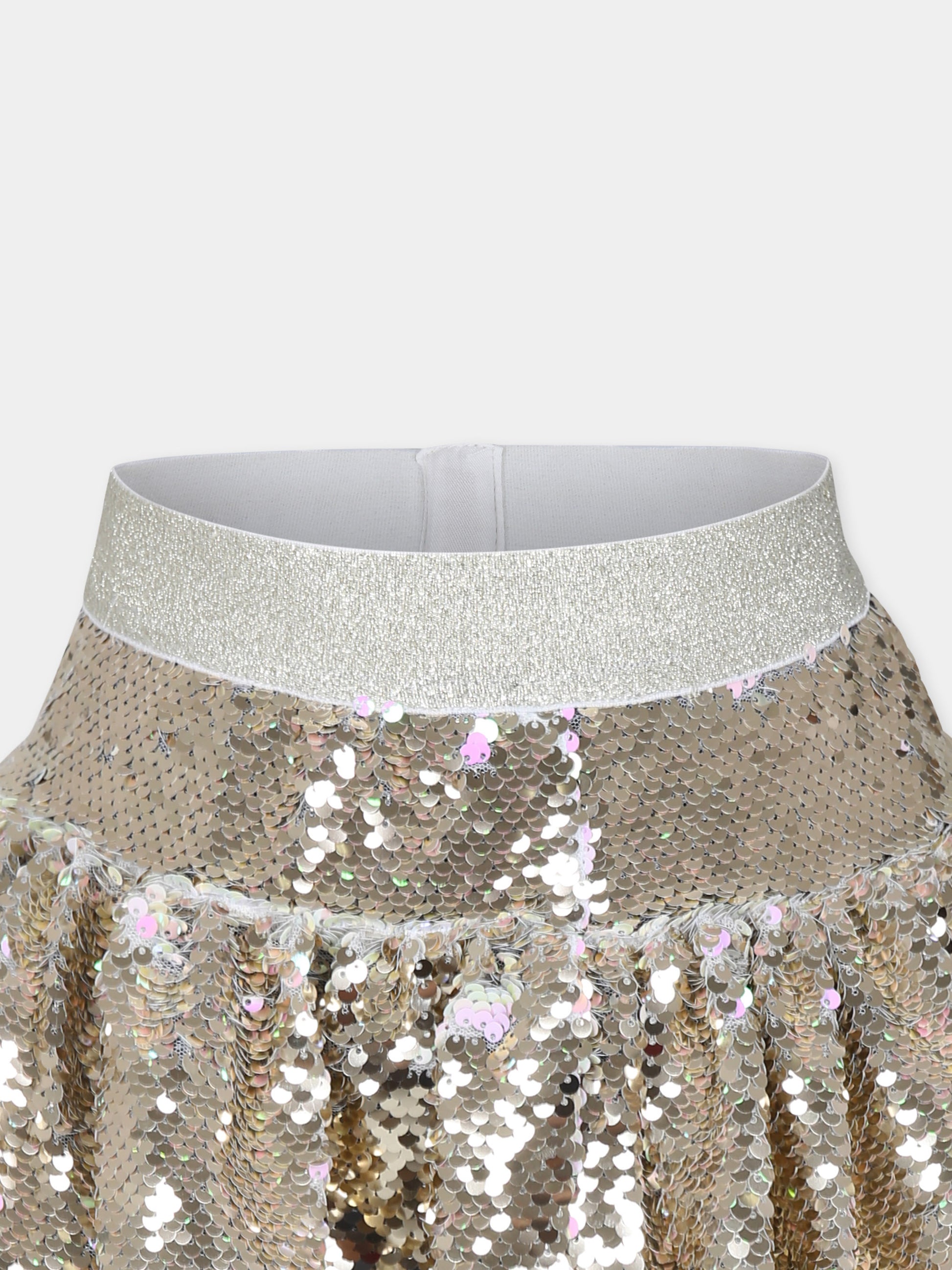 Gonna oro per bambina con paillettes,Billieblush,U20641 Z98