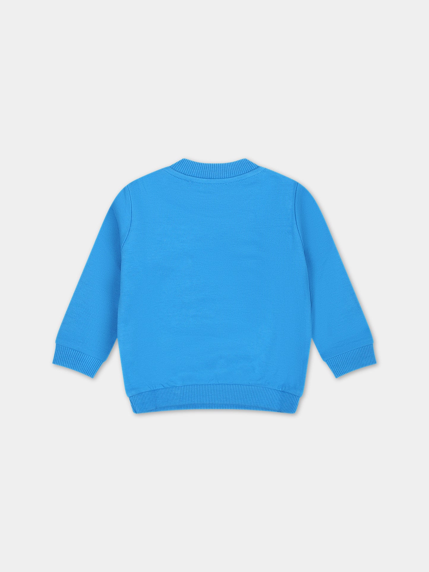 Felpa azzurra per neonati con Teddy Bear e logo multicolor,Moschino Kids,MTF04Q LCA64 41017