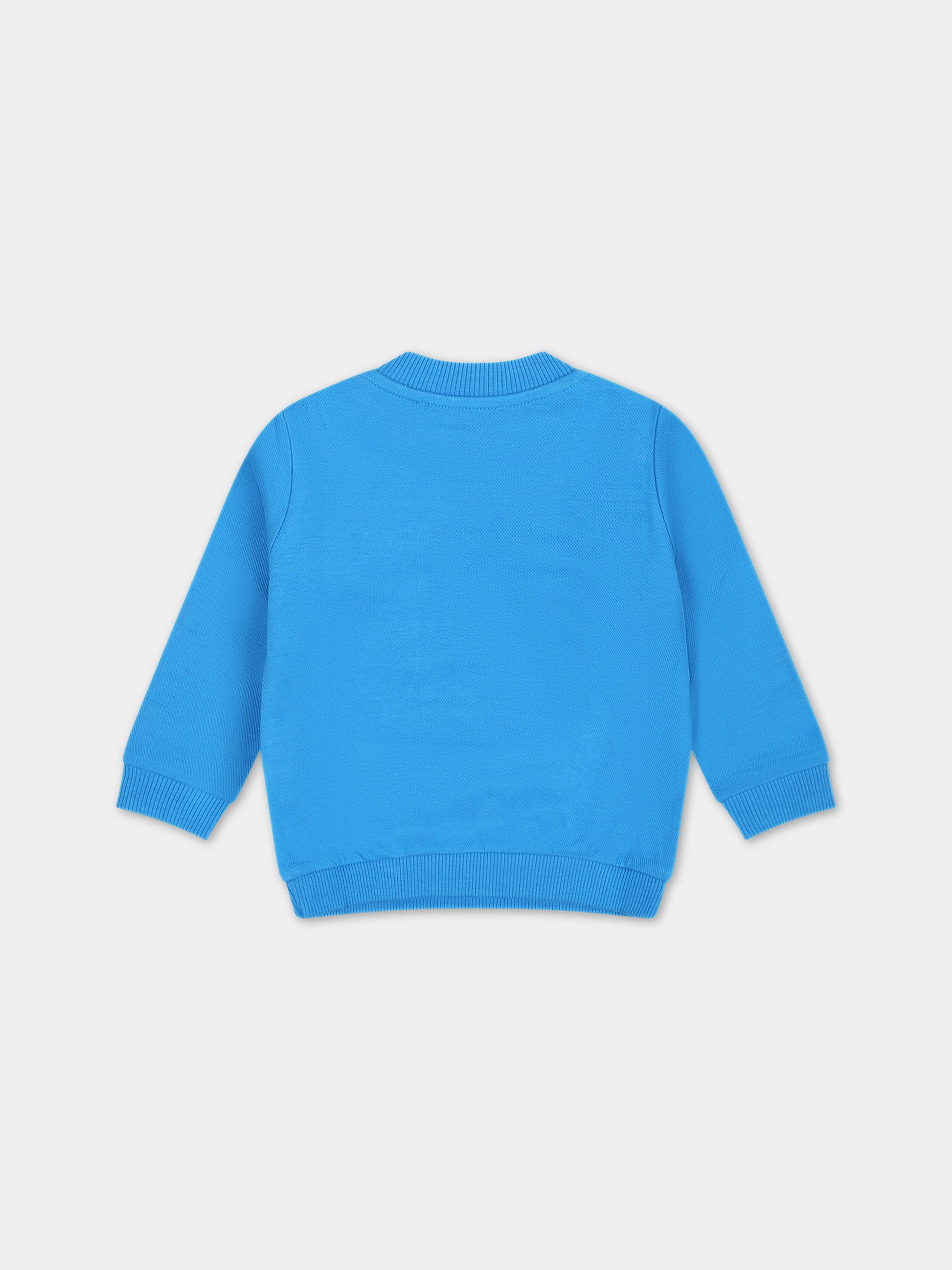 Felpa azzurra per neonati con Teddy Bear e logo multicolor,Moschino Kids,MTF04Q LCA64 41017