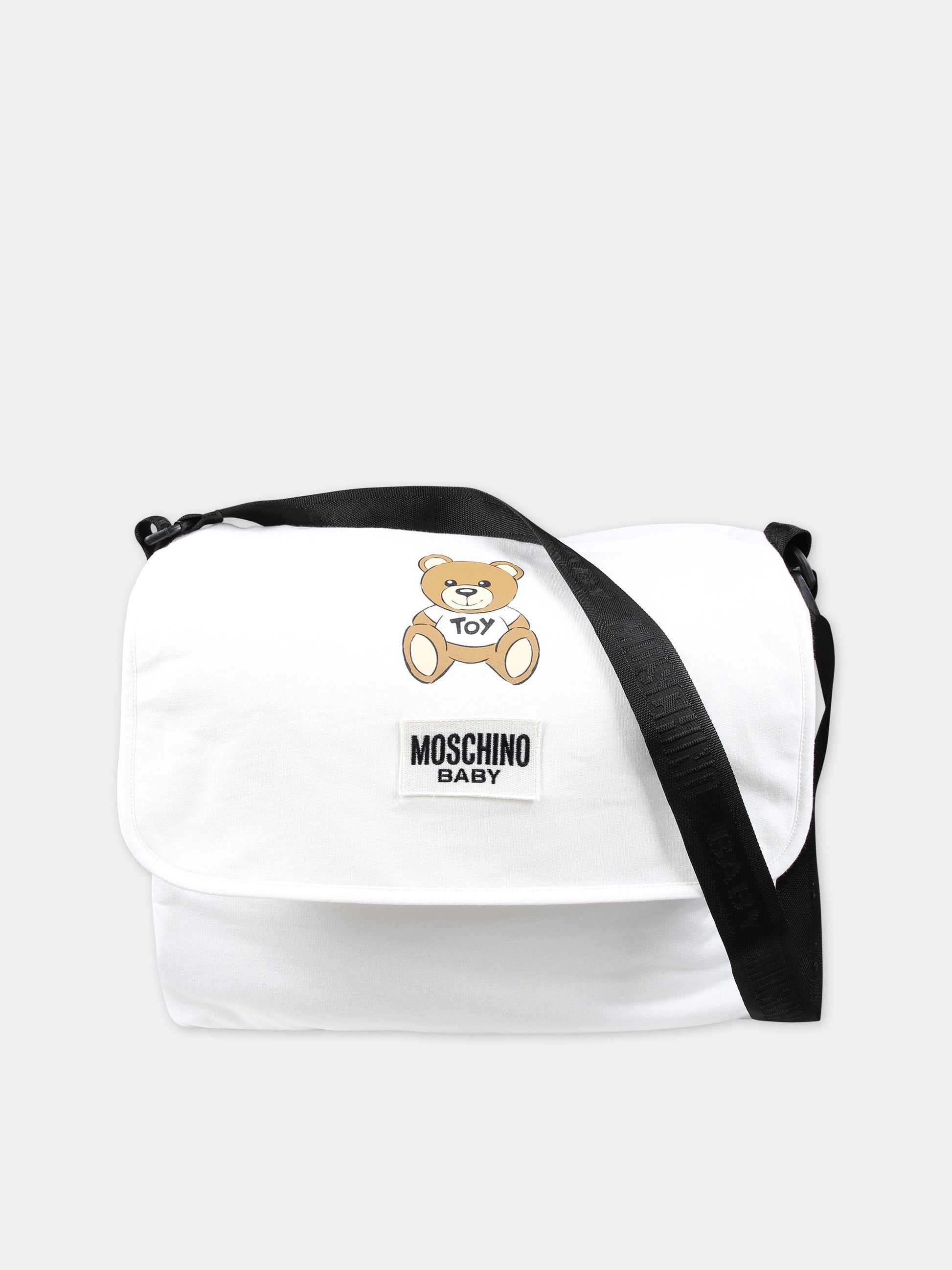 Borsa mamma bianca per neonato con Teddy Bear e logo,Moschino Kids,MTX03D LCA40 10063