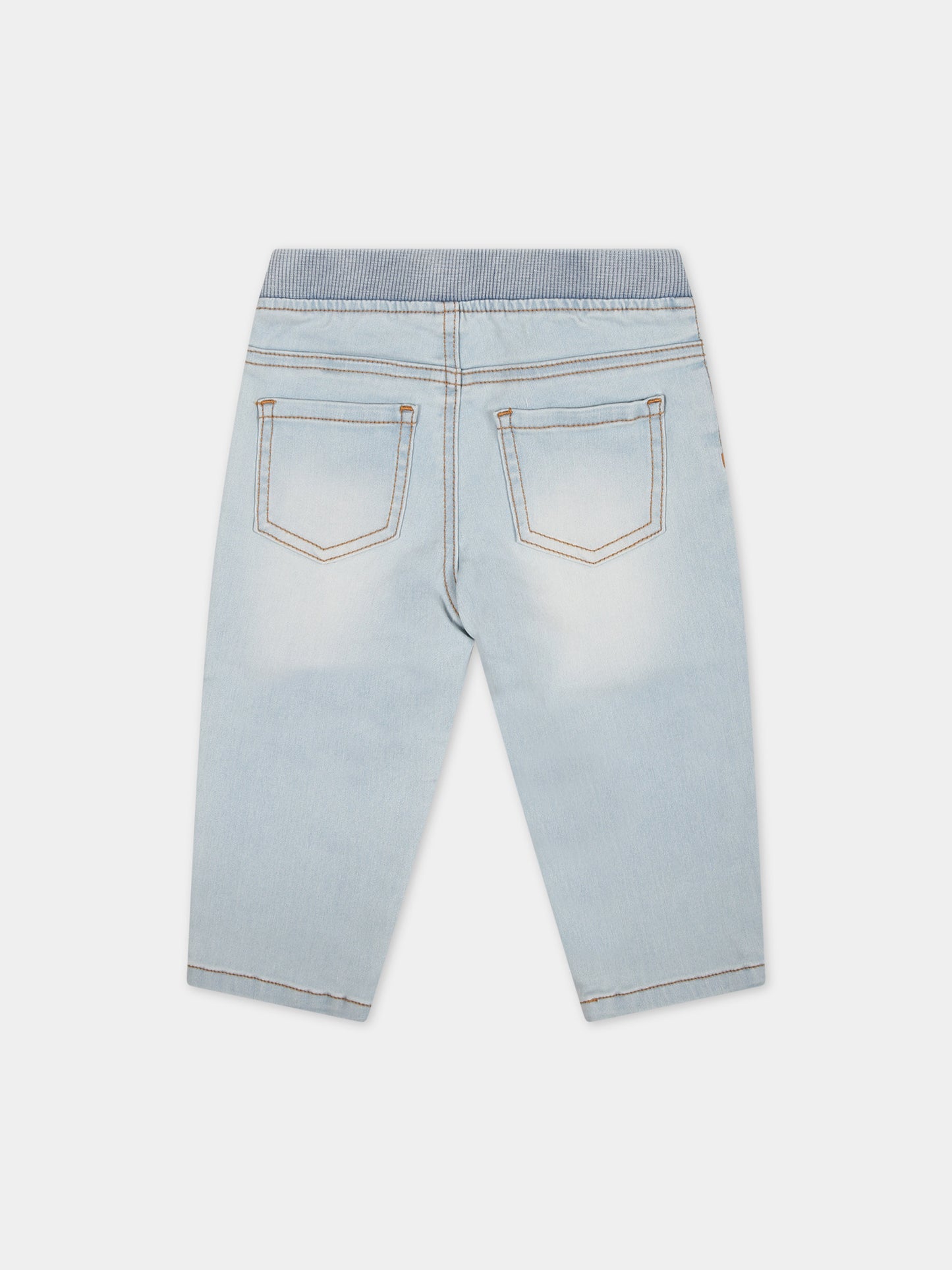 Jeans in denim per neonato con Teddy Bear e logo multicolor,Moschino Kids,MUP04H LXE49 40511