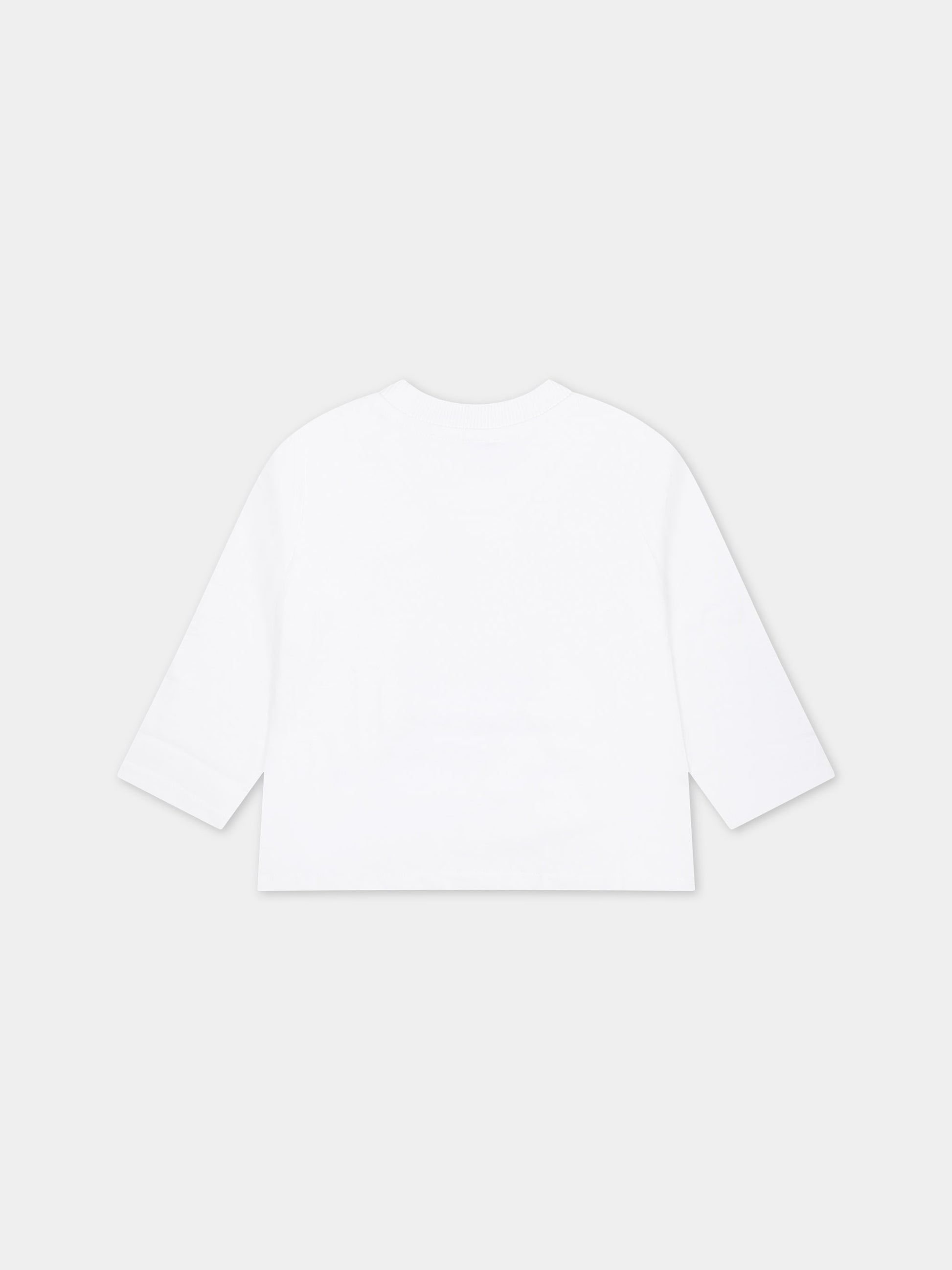 T-shirt bianca per neonati con Teddy Bear e logo multicolor,Moschino Kids,MYO00D LAA01 10101