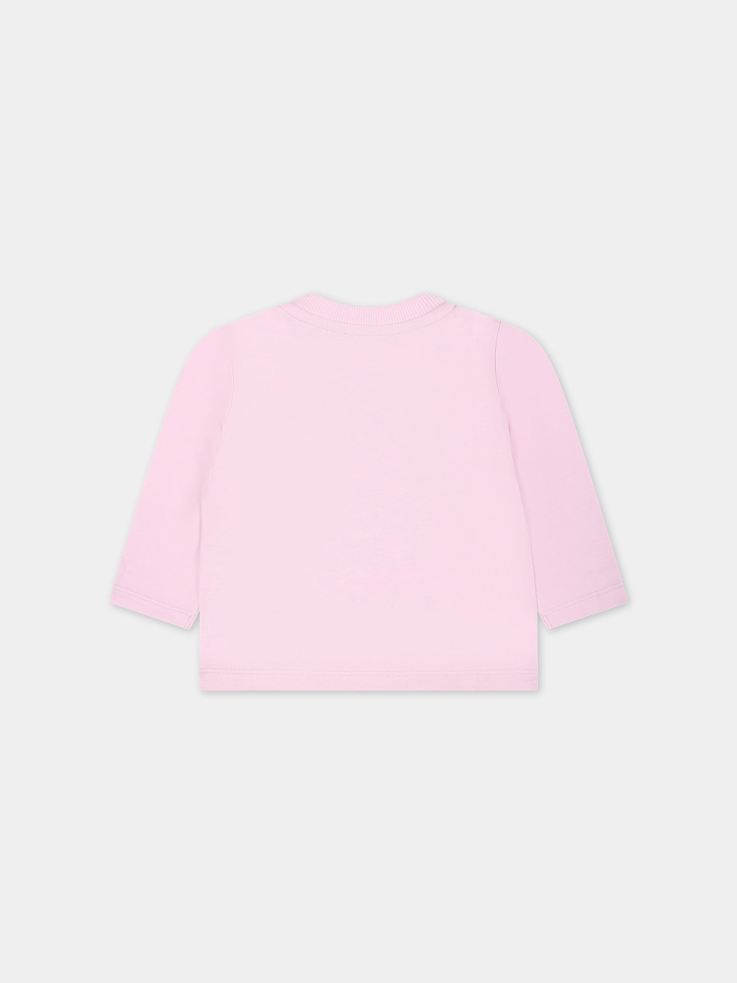 T-shirt rosa per neonata con Teddy Bears e logo,Moschino Kids,MZO00D LAA10 51684