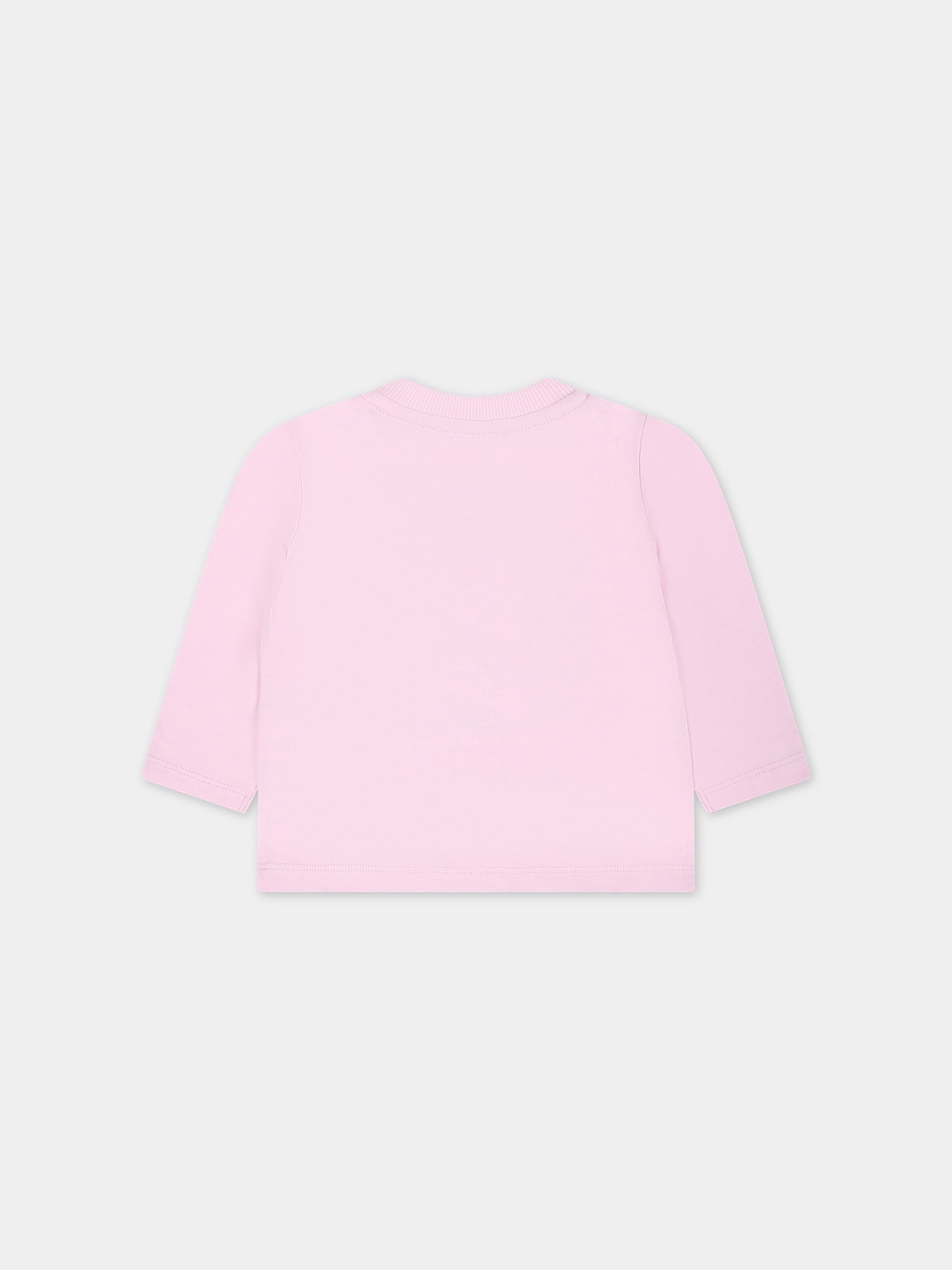 T-shirt rosa per neonata con Teddy Bears e logo,Moschino Kids,MZO00D LAA10 51684