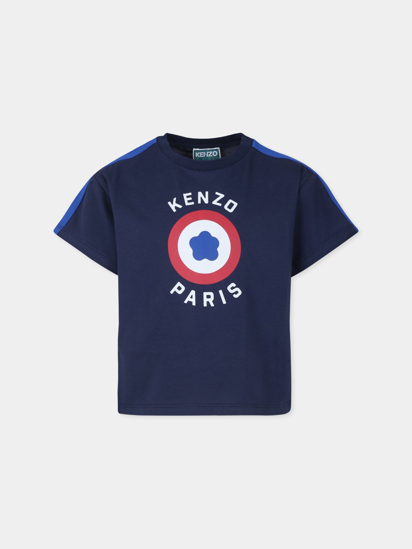 T-shirt blu per bambino con Target flower,Kenzo Kids,K60745 84A