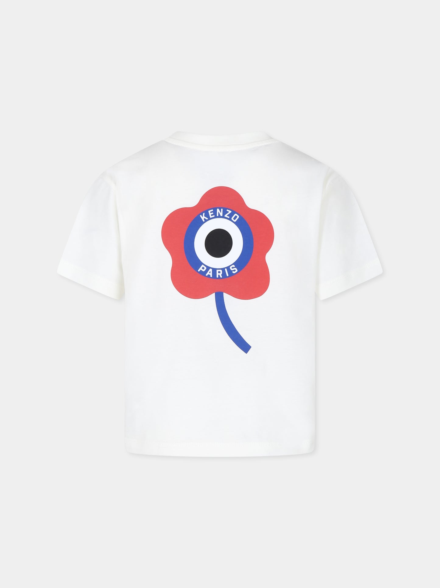 T-shirt avorio per bambino con stampa Target flower,Kenzo Kids,K60707 12P