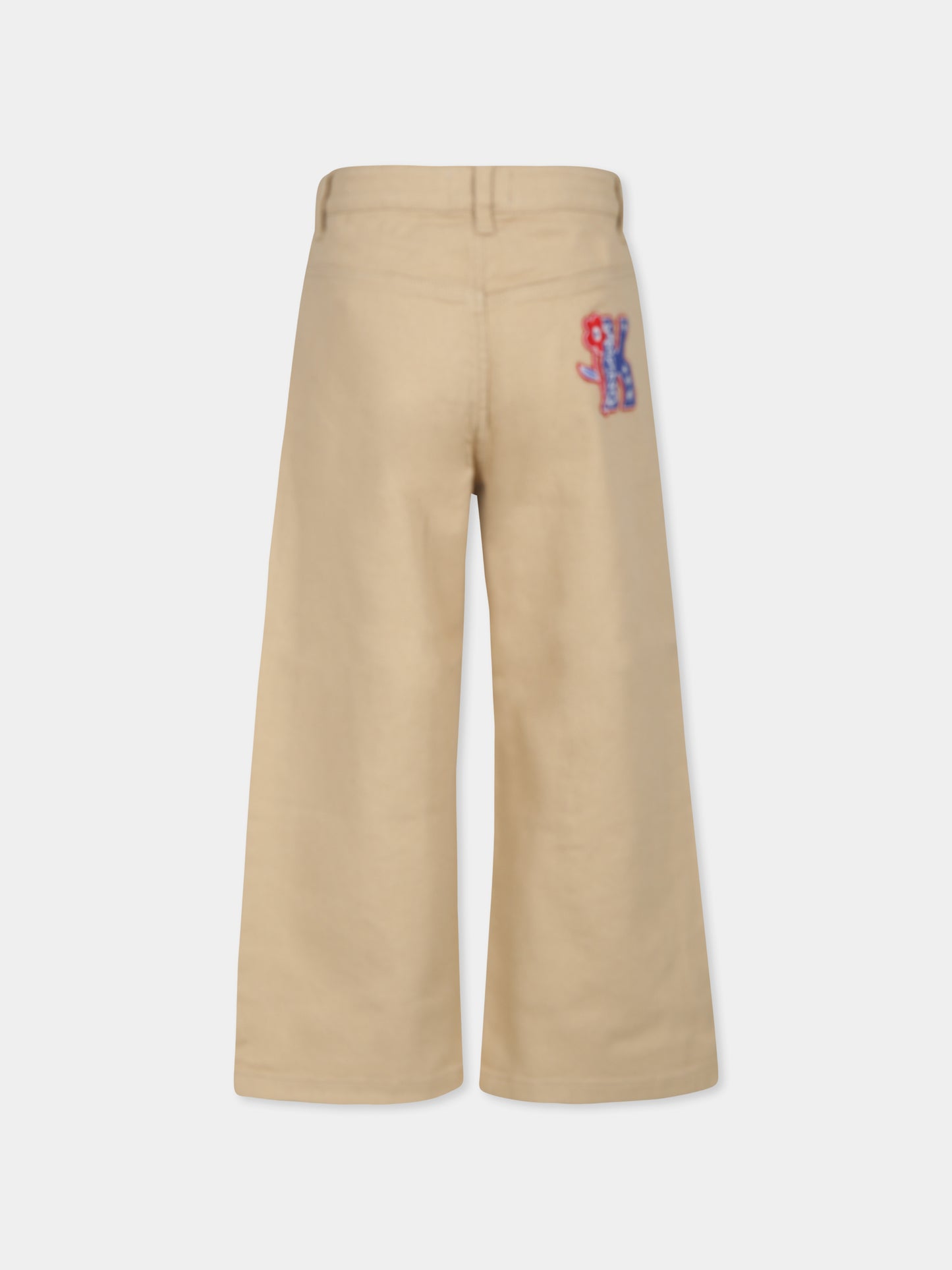 Pantaloni beige per bambina con K flower,Kenzo Kids,K60655 21D