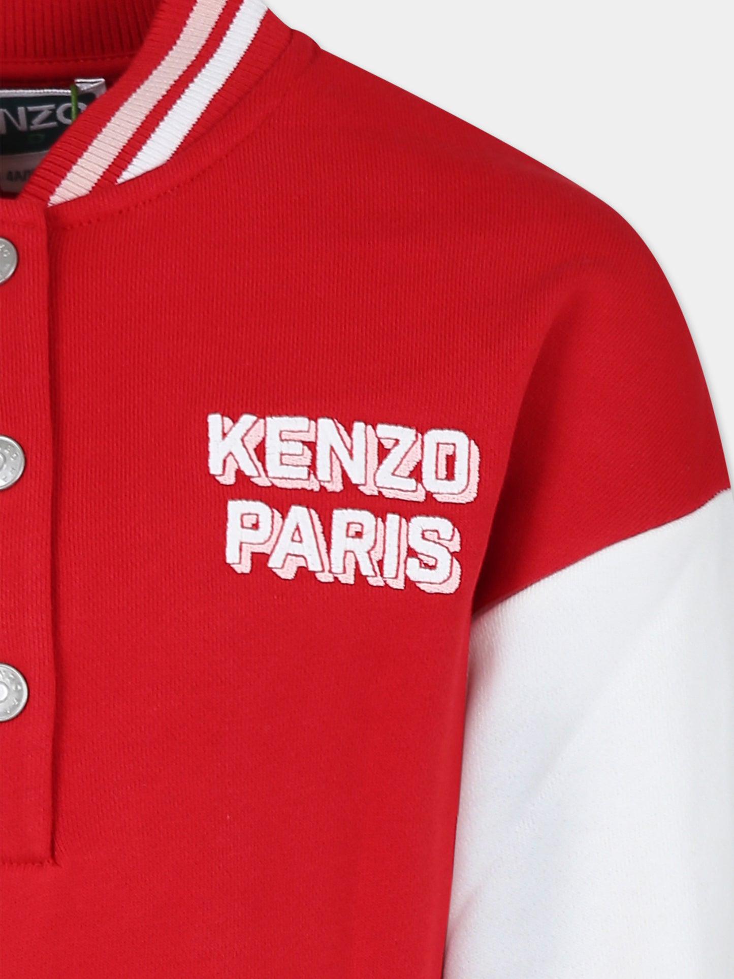 Vestito rosso per bambina con K flower logo,Kenzo Kids,K60675 968