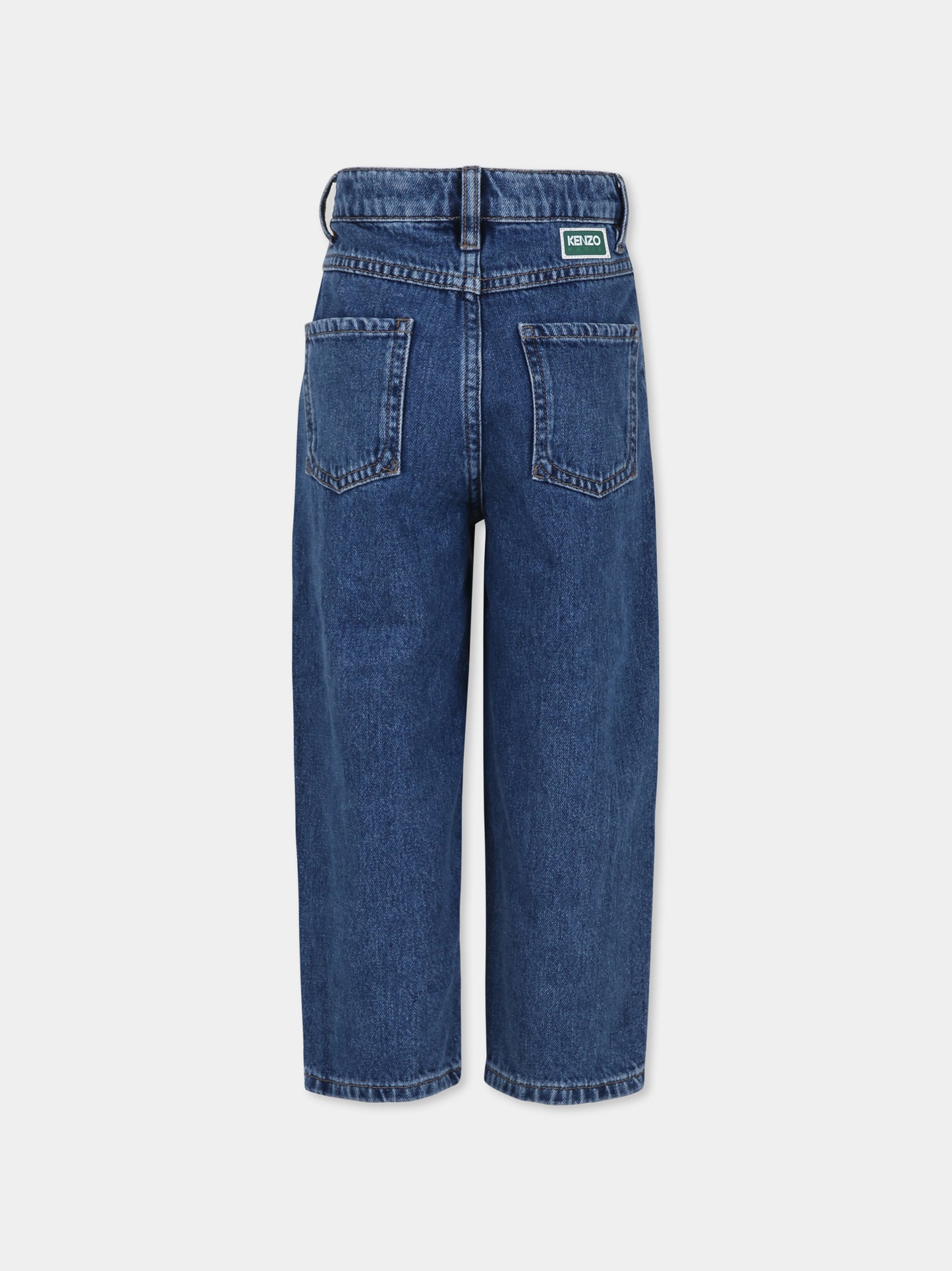 Jeans blu per bambina con logo,Kenzo Kids,K60658 Z25