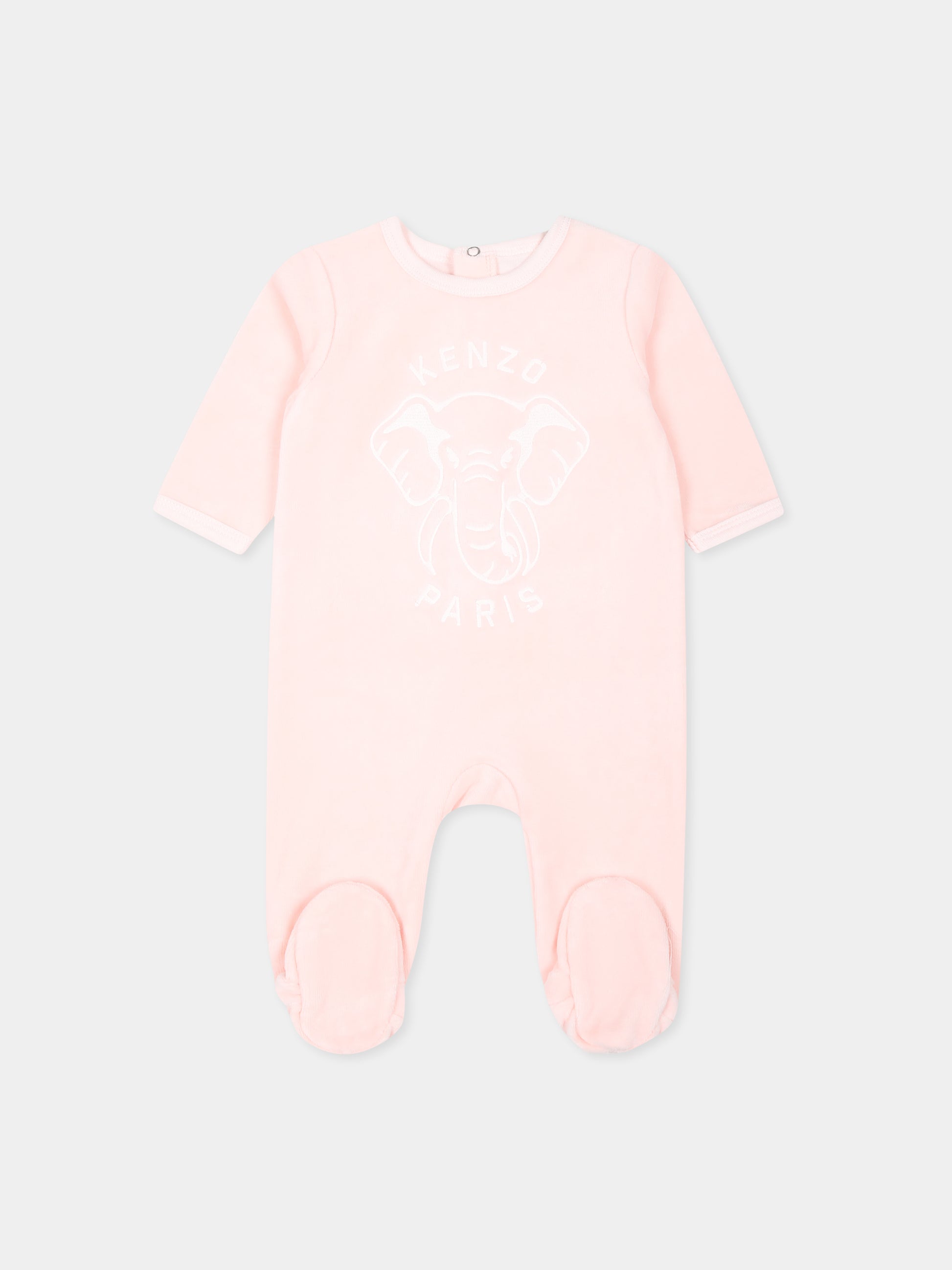 Set tutina rosa per neonata con elefante e logo,Kenzo Kids,K60454 46T