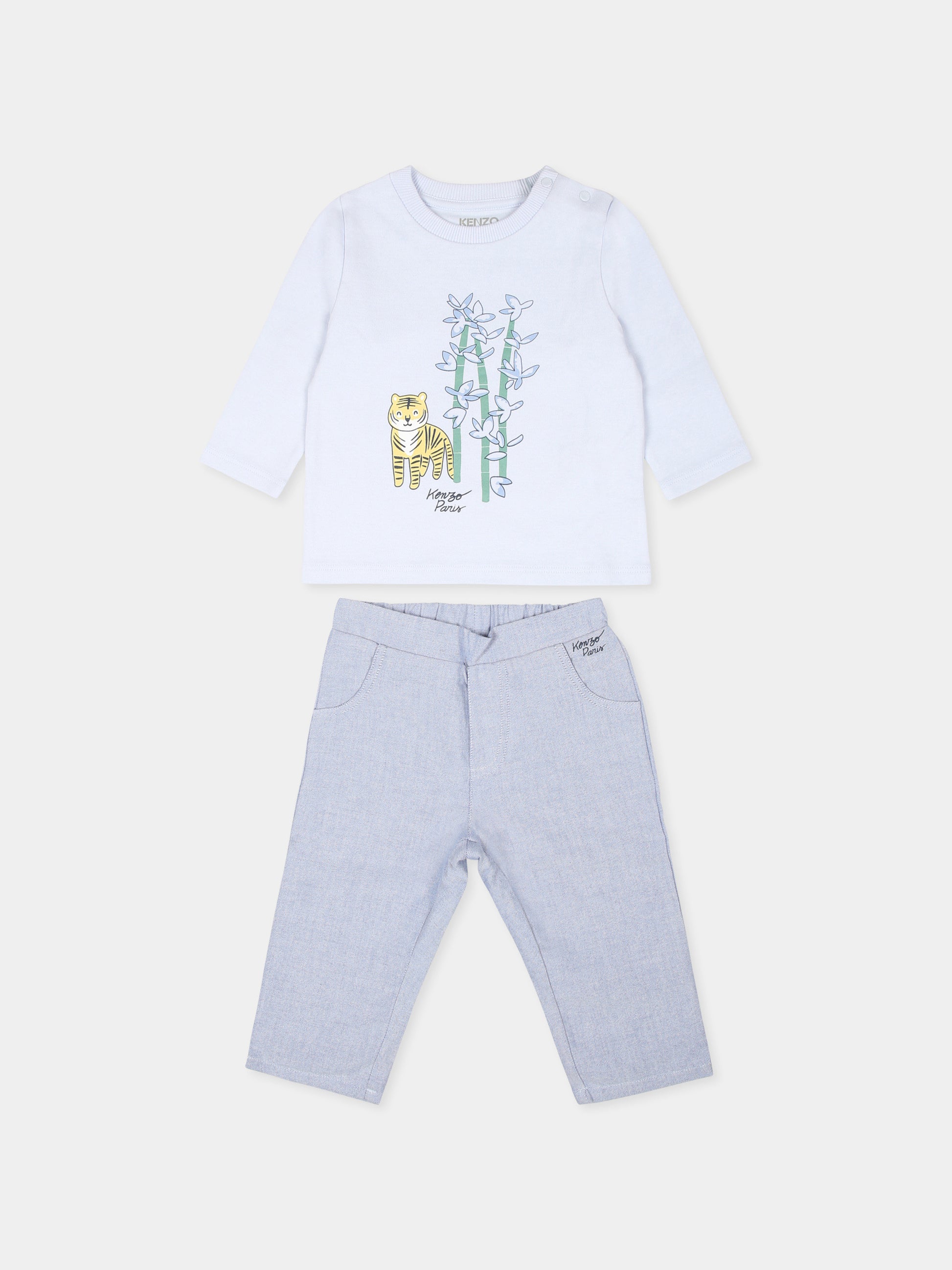 Completo nascita celeste per neonato con tigre,Kenzo Kids,K60438 771