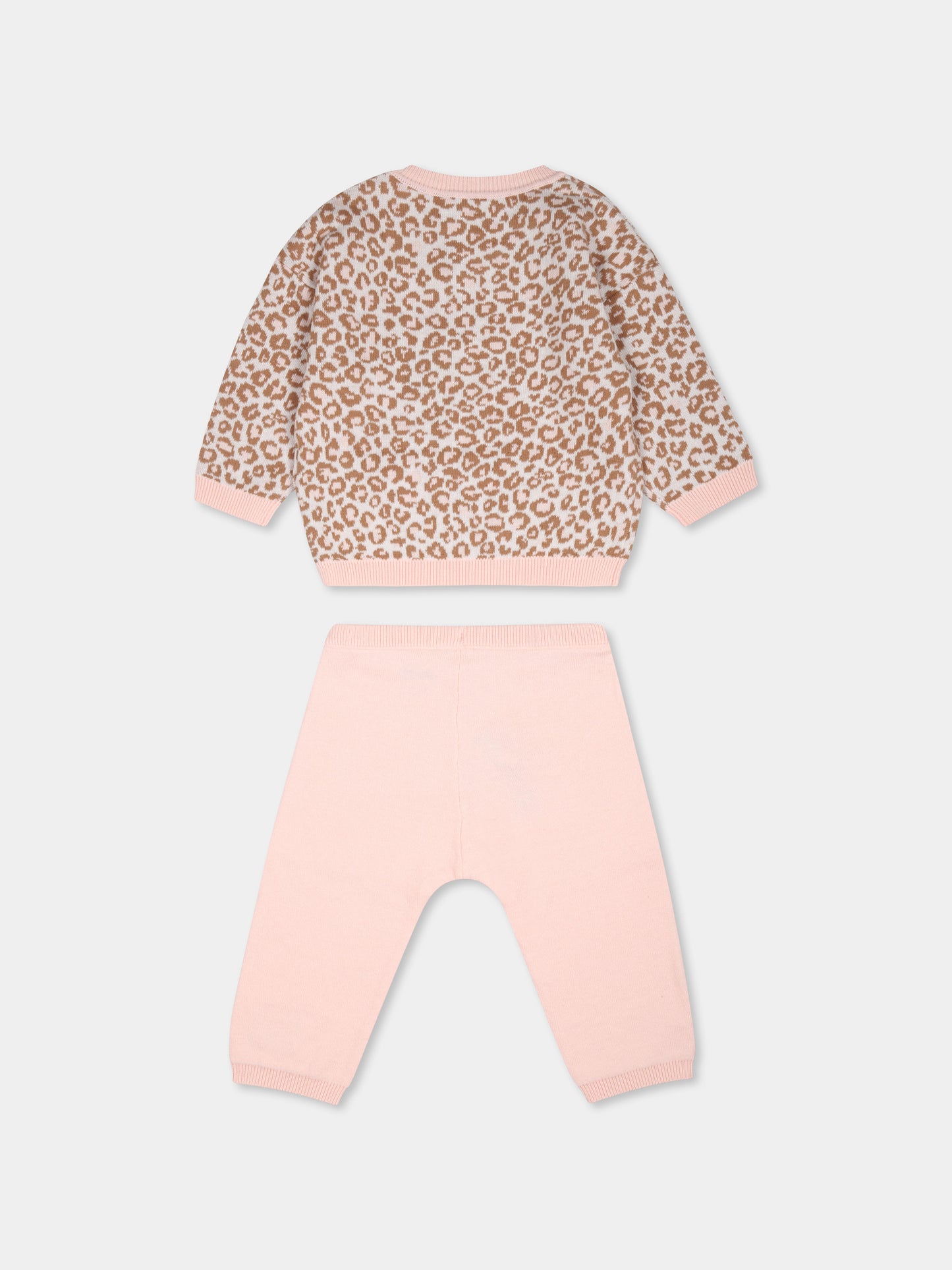 Completo nascita rosa per neonata con stampa floreale e logo,Kenzo Kids,K60426 46T