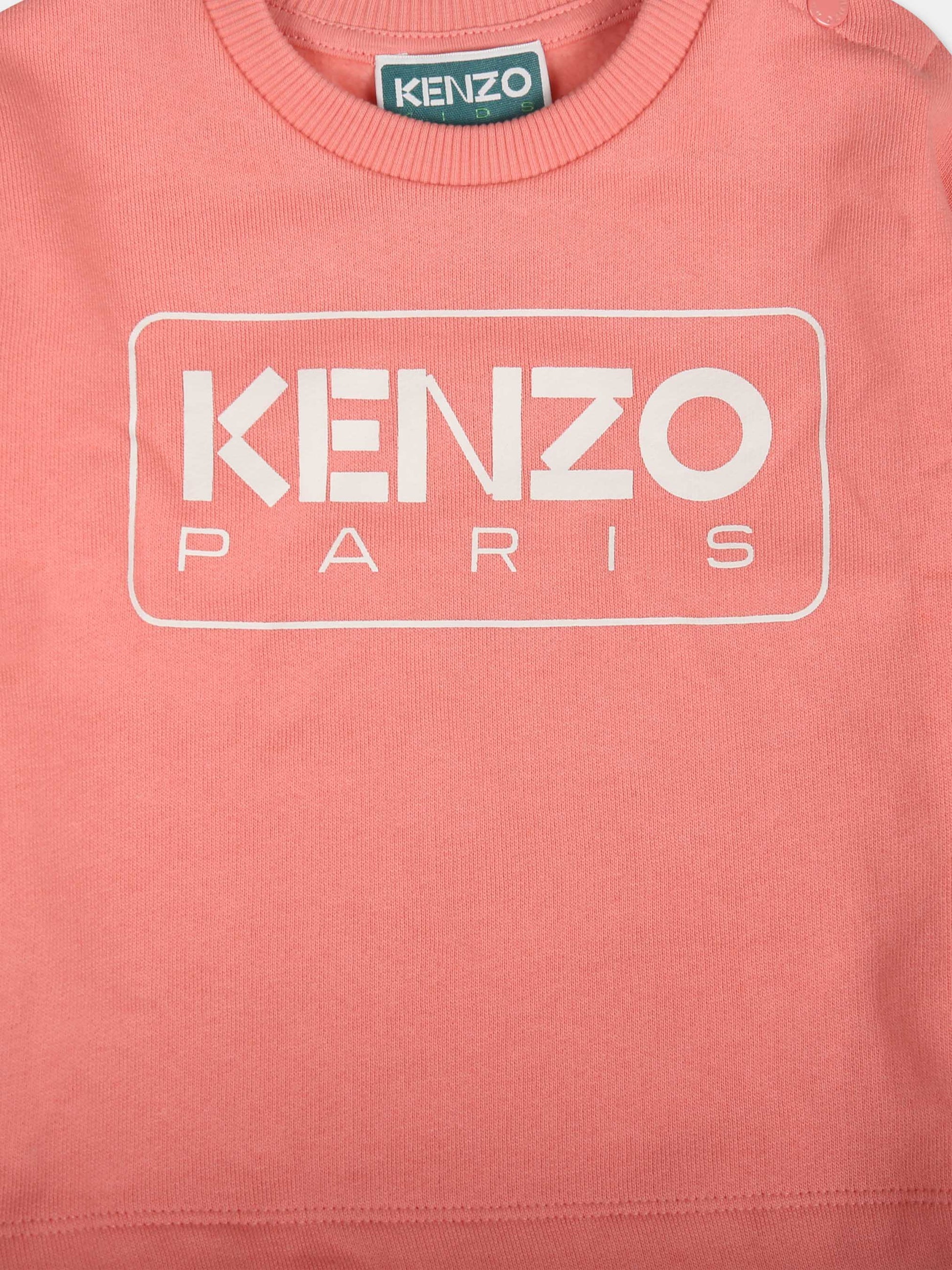 Completo rosa per neonata con logo,Kenzo Kids,K60486 49C