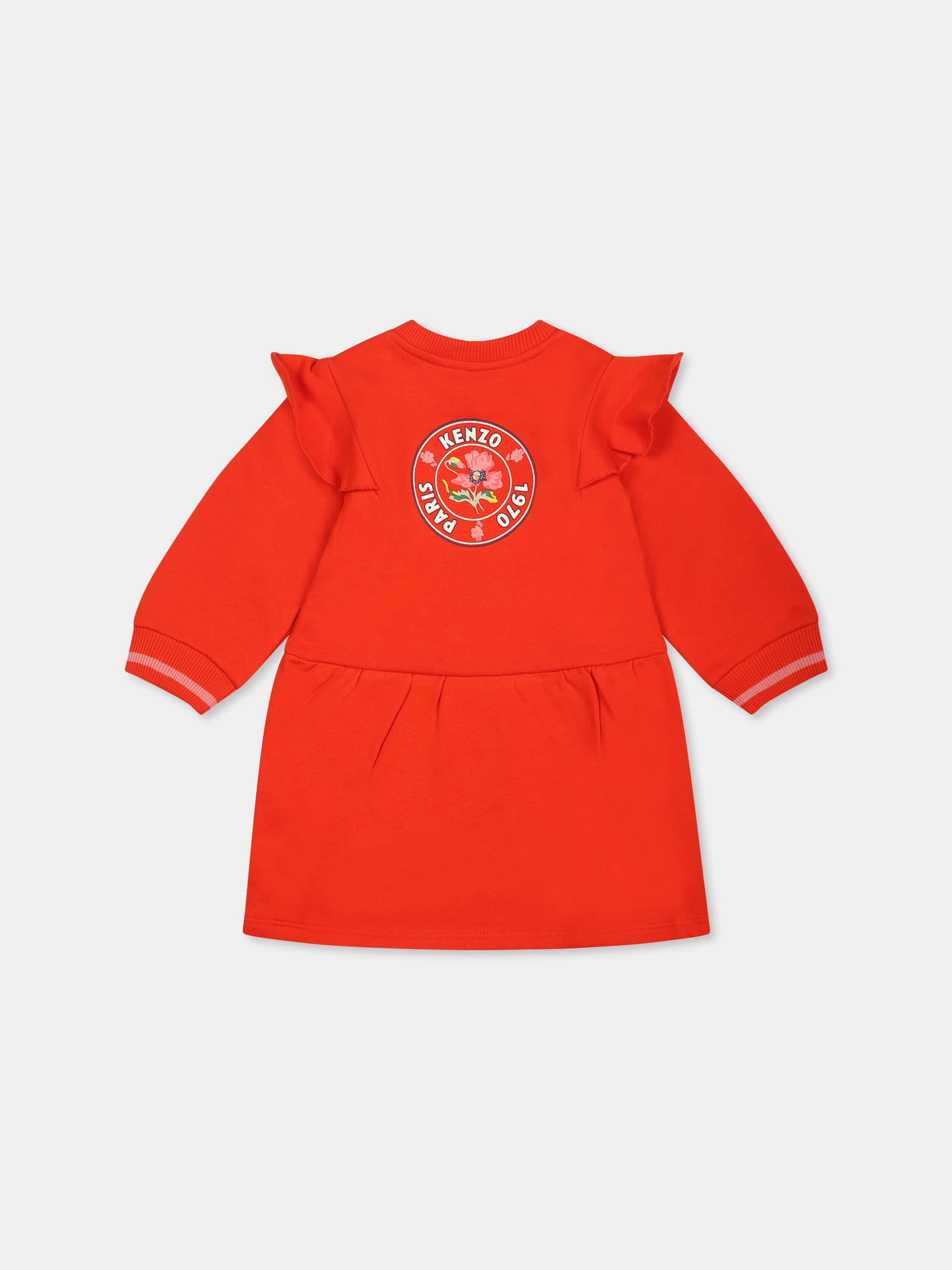 Vestito rosso per neonata con papavero,Kenzo Kids,K60547 987