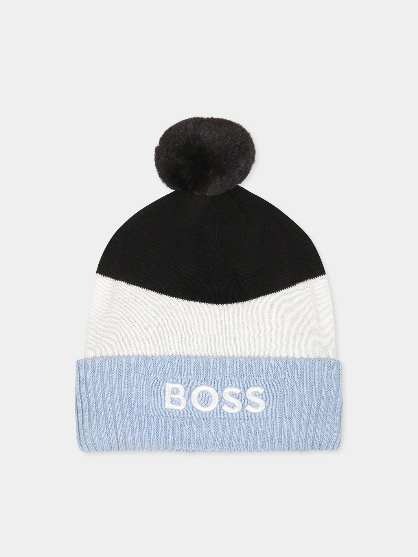 Berretto blu per neonato con logo,Boss,J51597 049