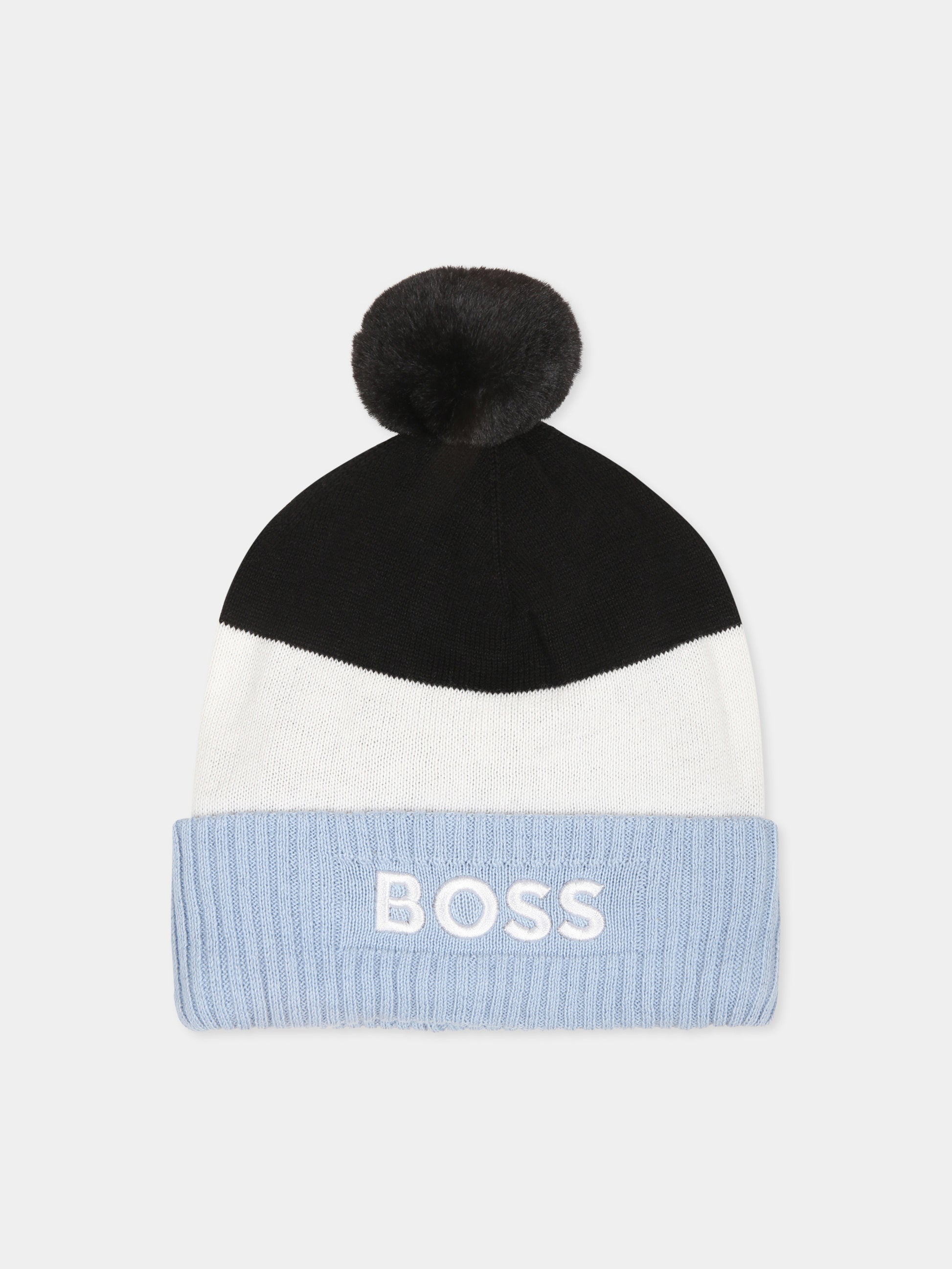 Berretto blu per neonato con logo,Boss,J51597 049