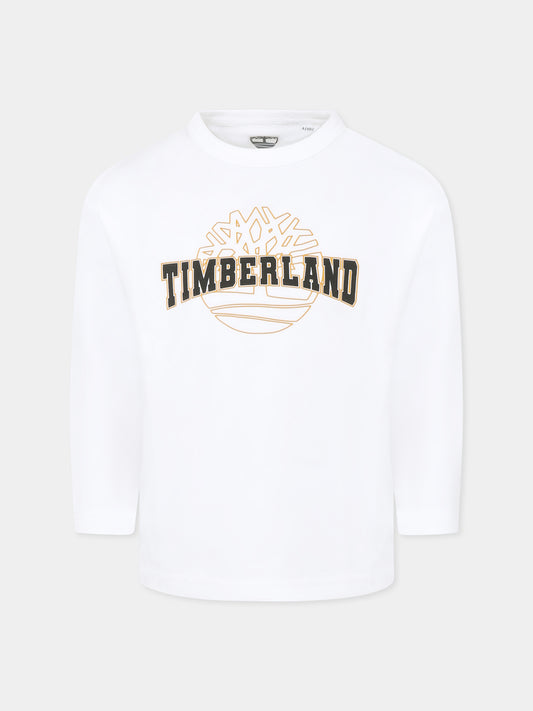 T-shirt bianca per bambino con logo