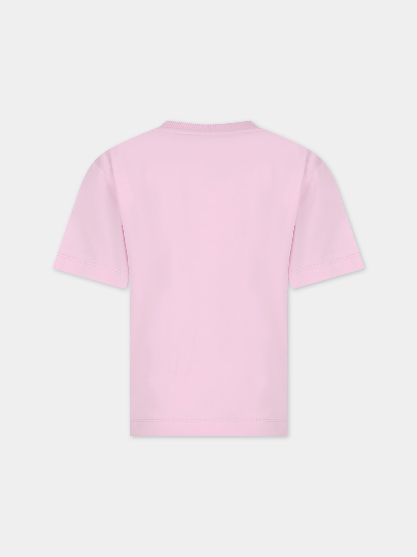 Maxi t-shirt rosa per bambina con Teddy Bear e logo,Moschino Kids,H3M02T LBA11 51684