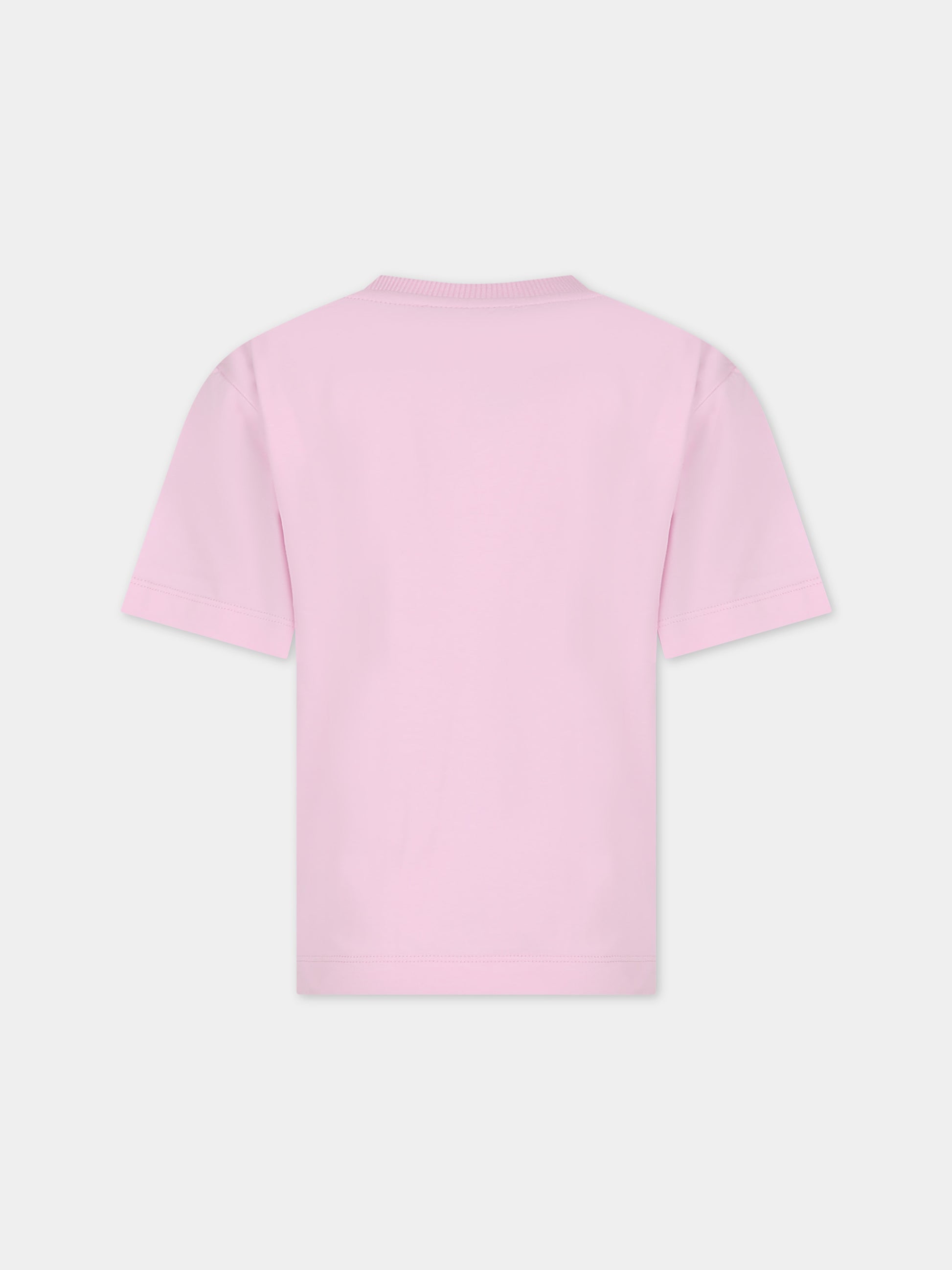 Maxi t-shirt rosa per bambina con Teddy Bear e logo,Moschino Kids,H3M02T LBA11 51684