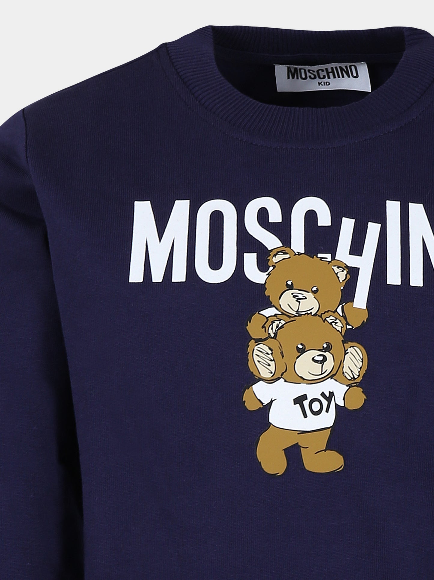 Felpa blu per bambini con due Teddy Bears,Moschino Kids,H6F05R LCA43 40016