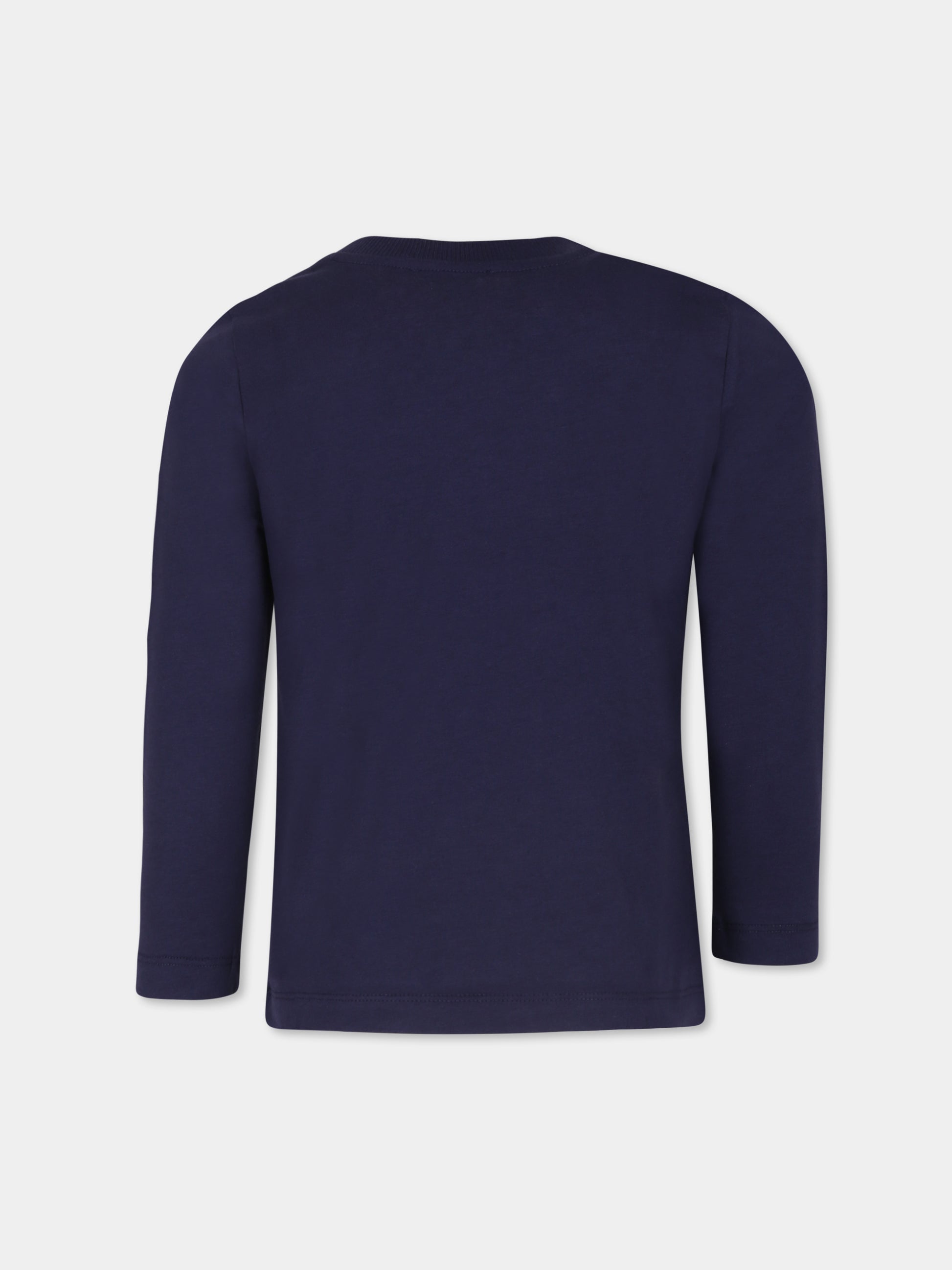 T-shirt blu per bambini con tre Teddy Bears,Moschino Kids,HQO00J LAA10 40016