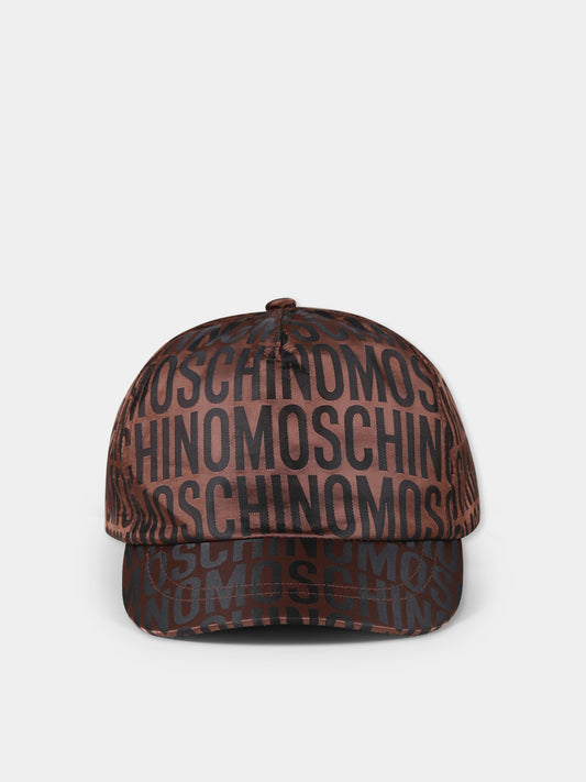 Cappello marrone per bambini con logo,Moschino Kids,HTX01N L3E00 86196