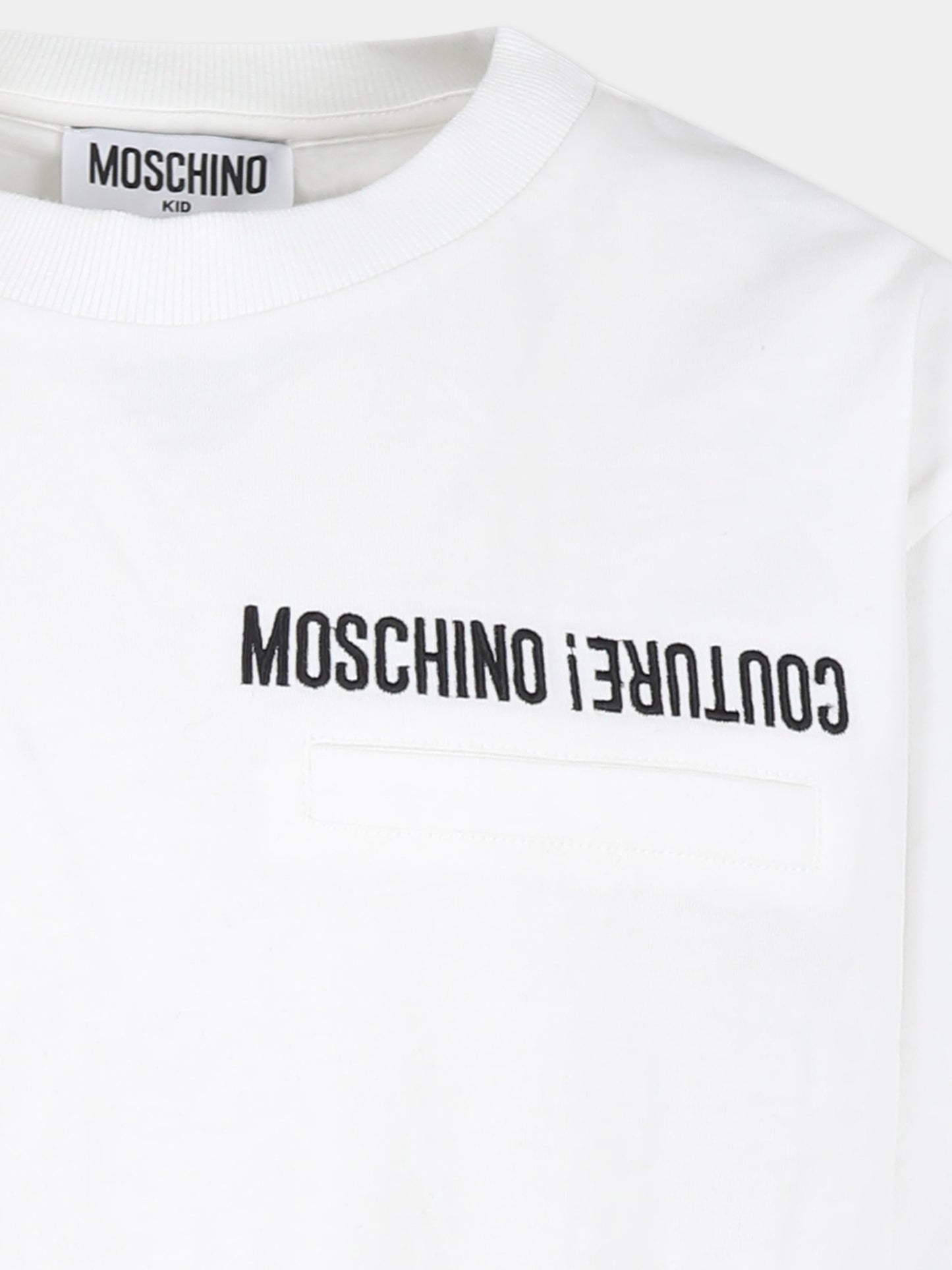 T-shirt bianca per bambino con logo,Moschino Kids,HUM04W LAA10 10101