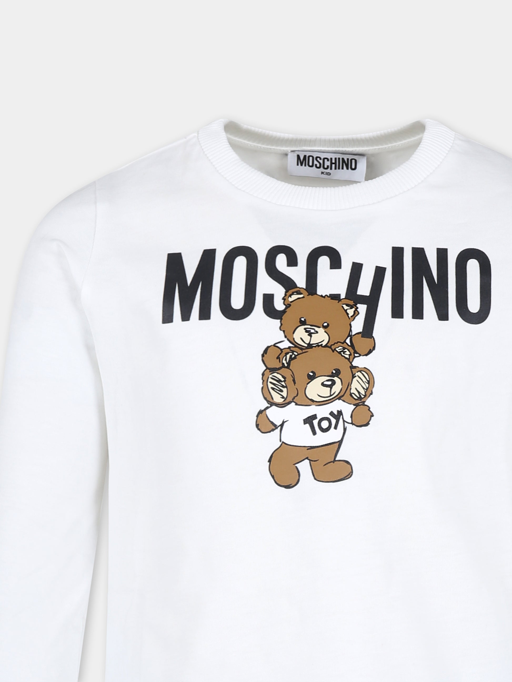 T-shirt avorio per bambini con due Teddy Bears,Moschino Kids,HUO00W LAA01 10063