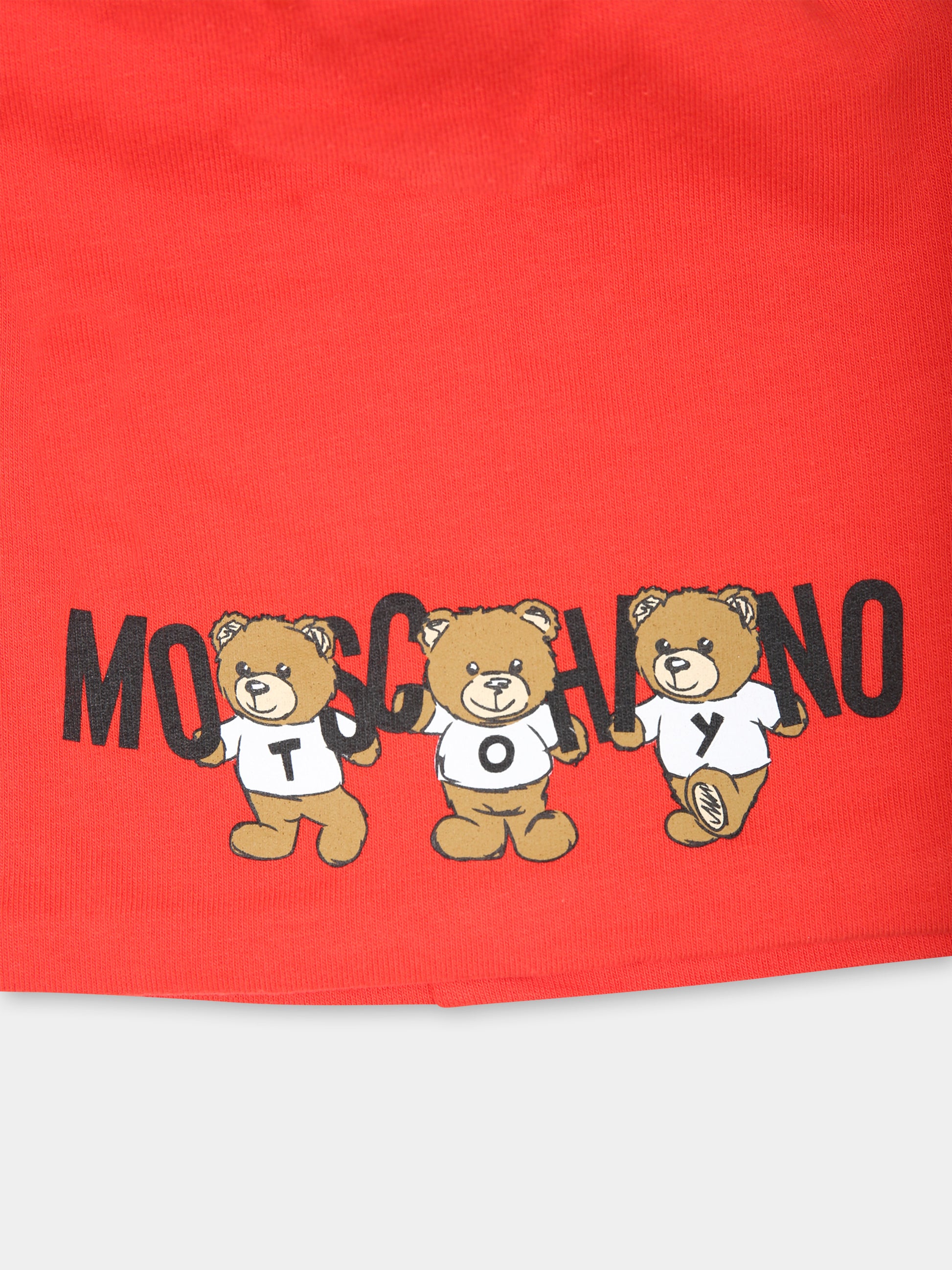 Berretto rosso per bambini con tre Teddy Bears,Moschino Kids,HUX02M LDA14 50109