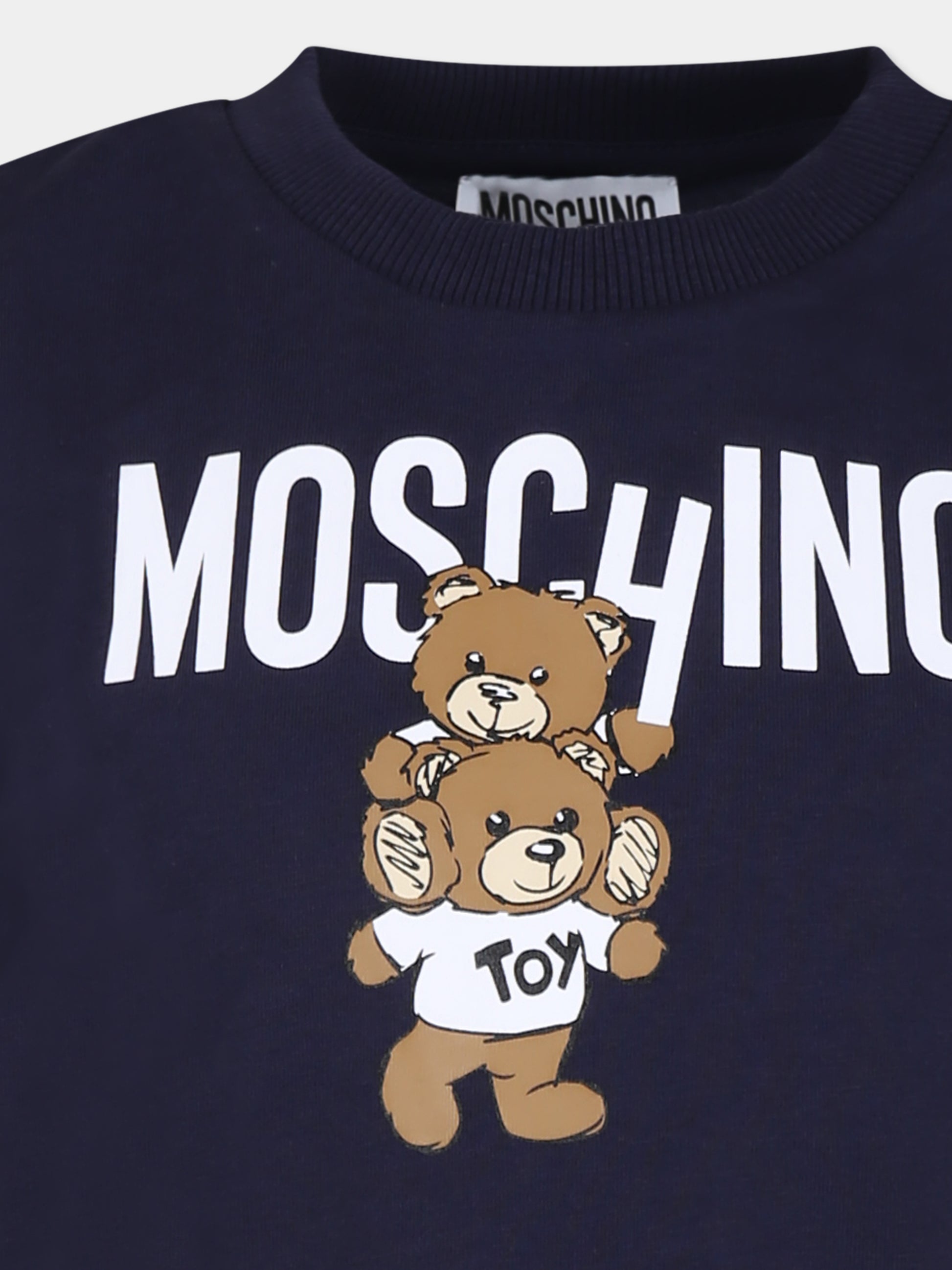 T-shirt blu per bambini con due Teddy Bears,Moschino Kids,HVM04K LAA01 40016